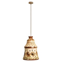 Ceramic Brown Beige Pendant, Denmark, 1970s