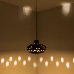 Ceramic Brown Cognac Grey Ceramic Pendant Light, Denmark, 1970