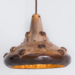 Ceramic Brown Tapered Cone Pendant, Denmark 1960