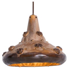 Ceramic Brown Tapered Cone Pendant, Denmark 1960