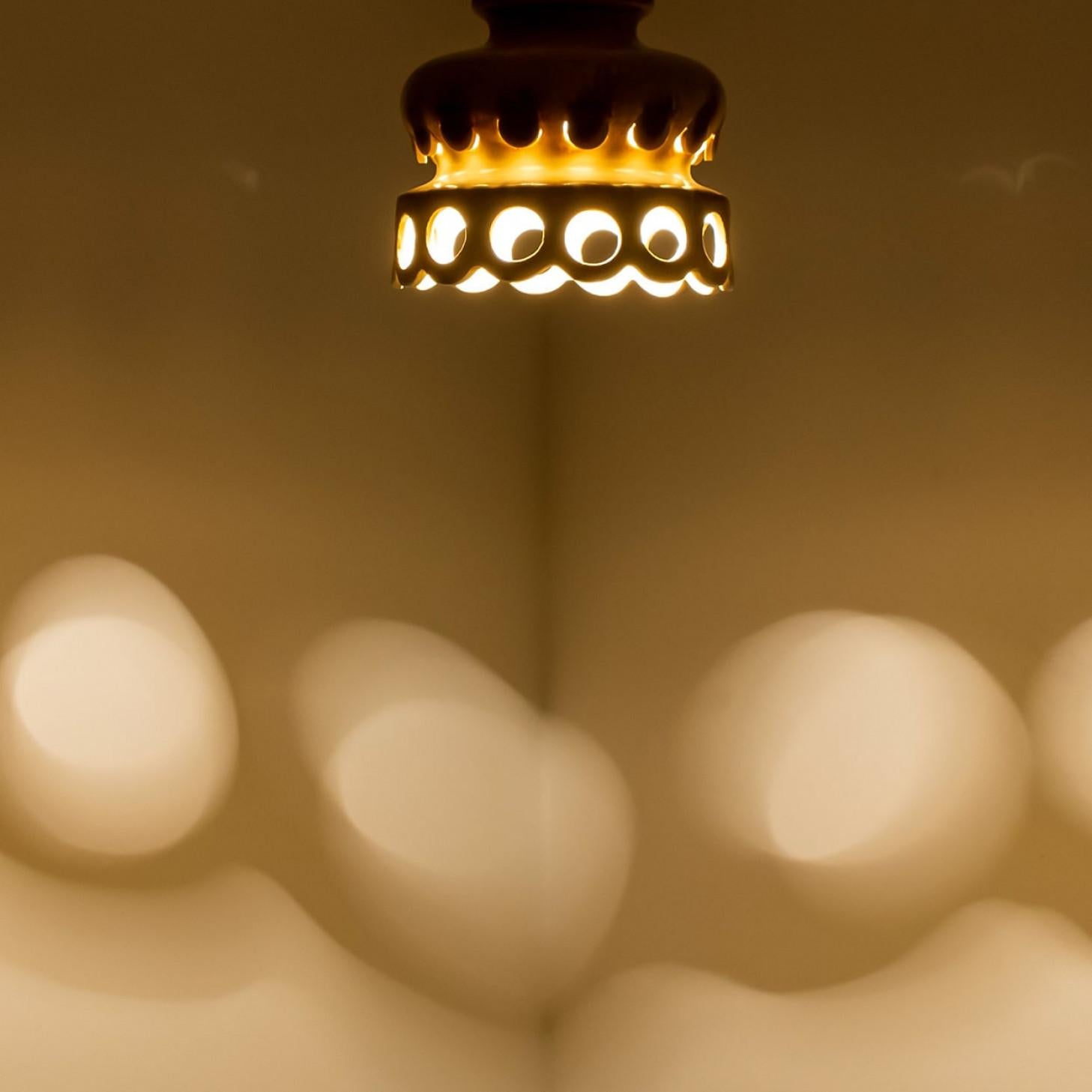 Ceramic Brown Terra Ceramic Pendant Light, Denmark, 1970 For Sale 4