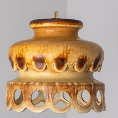Ceramic Brown Terra Ceramic Pendant Light, Denmark, 1970