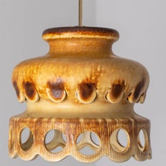 Ceramic Brown Terra Ceramic Pendant Light, Denmark, 1970