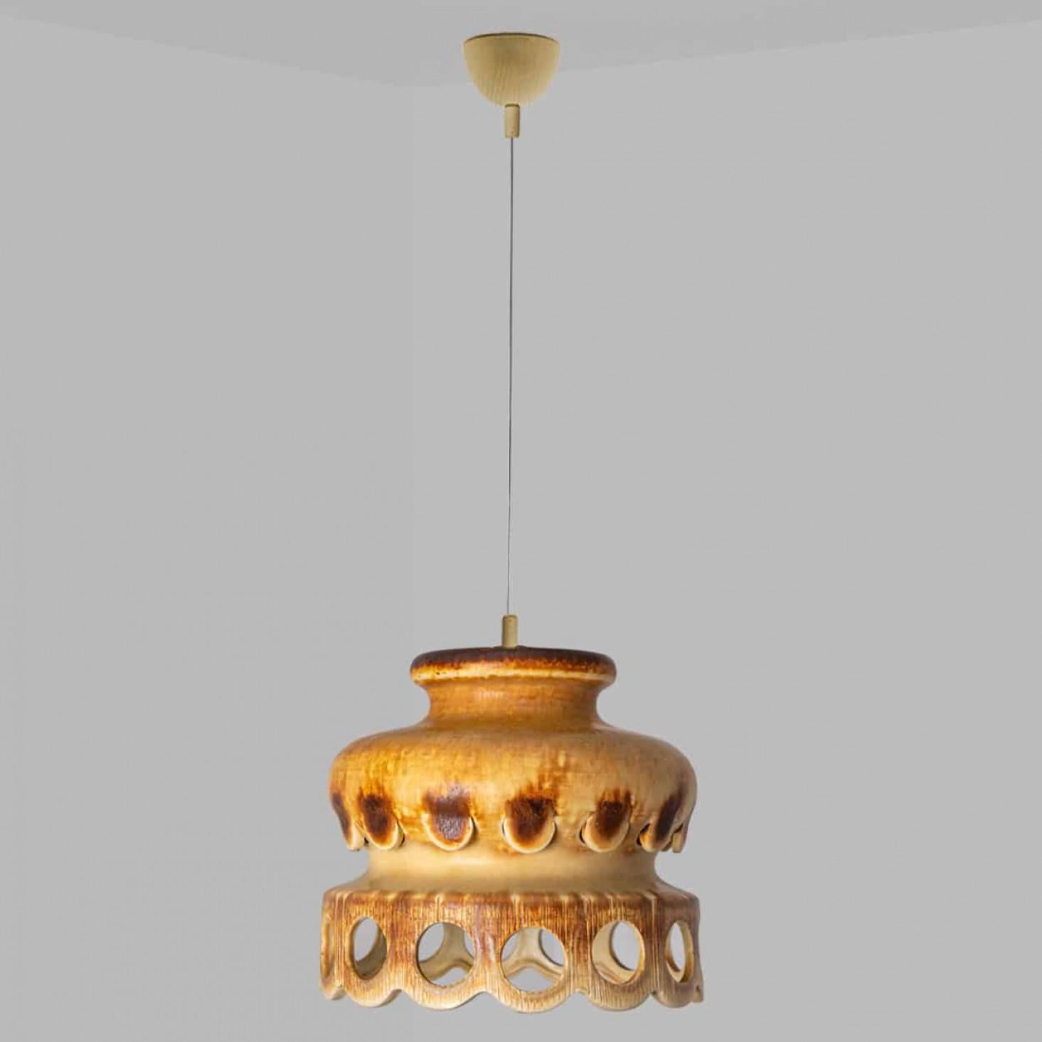 Other Ceramic Brown Terra Ceramic Pendant Light, Denmark, 1970 For Sale