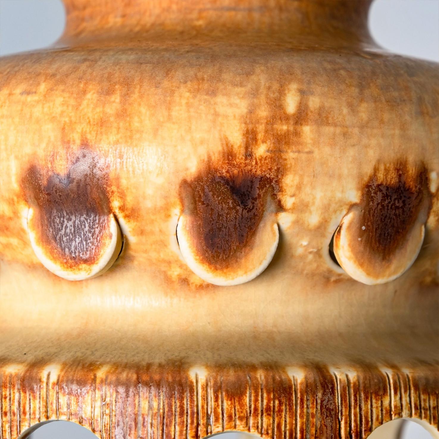 Late 20th Century Ceramic Brown Terra Ceramic Pendant Light, Denmark, 1970 For Sale
