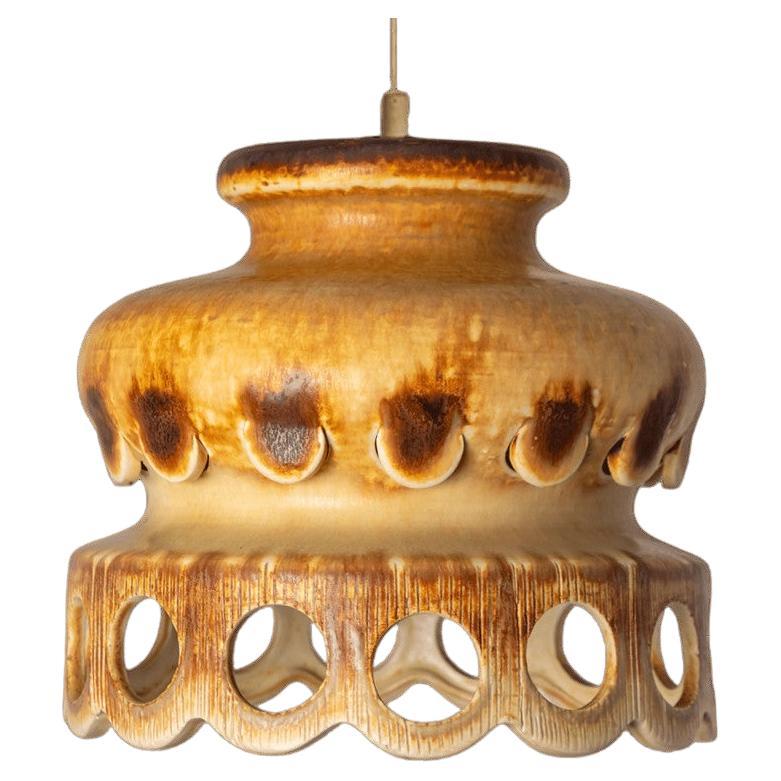 Lámpara colgante de cerámica Terra marrón, Dinamarca, 1970