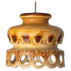 Ceramic Brown Terra Ceramic Pendant Light, Denmark, 1970