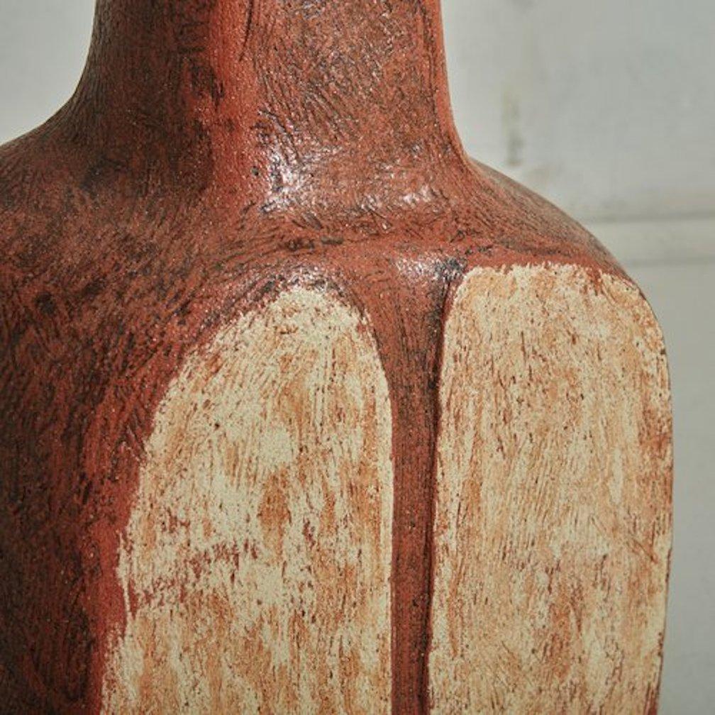 Ceramic Brown Textured Sculpture Signed 'Lado'  Italy 1981 For Sale 5