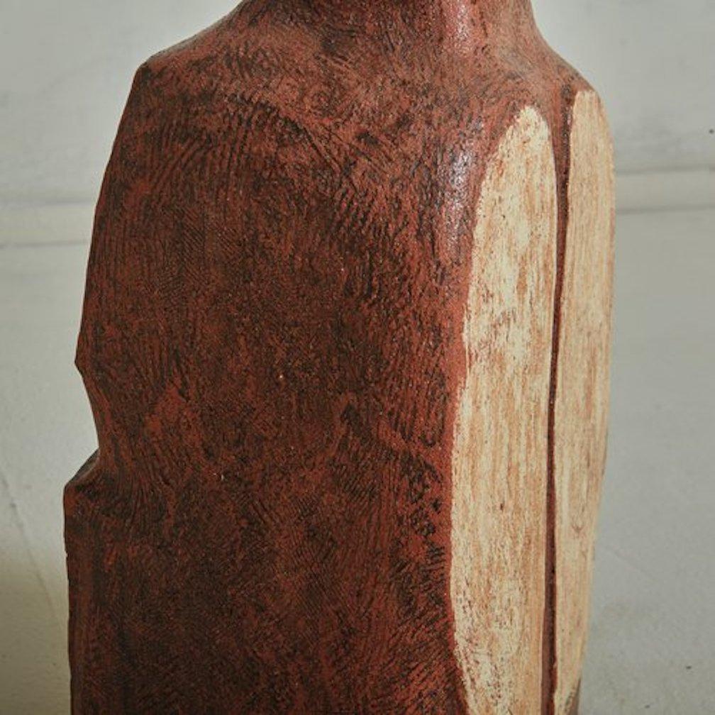 Ceramic Brown Textured Sculpture Signed 'Lado'  Italy 1981 For Sale 6