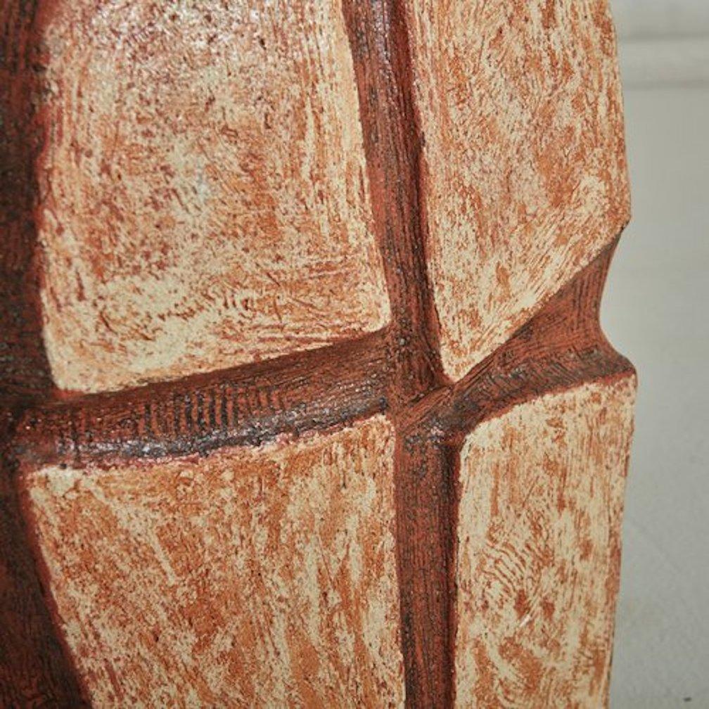 Ceramic Brown Textured Sculpture Signed 'Lado'  Italy 1981 For Sale 7