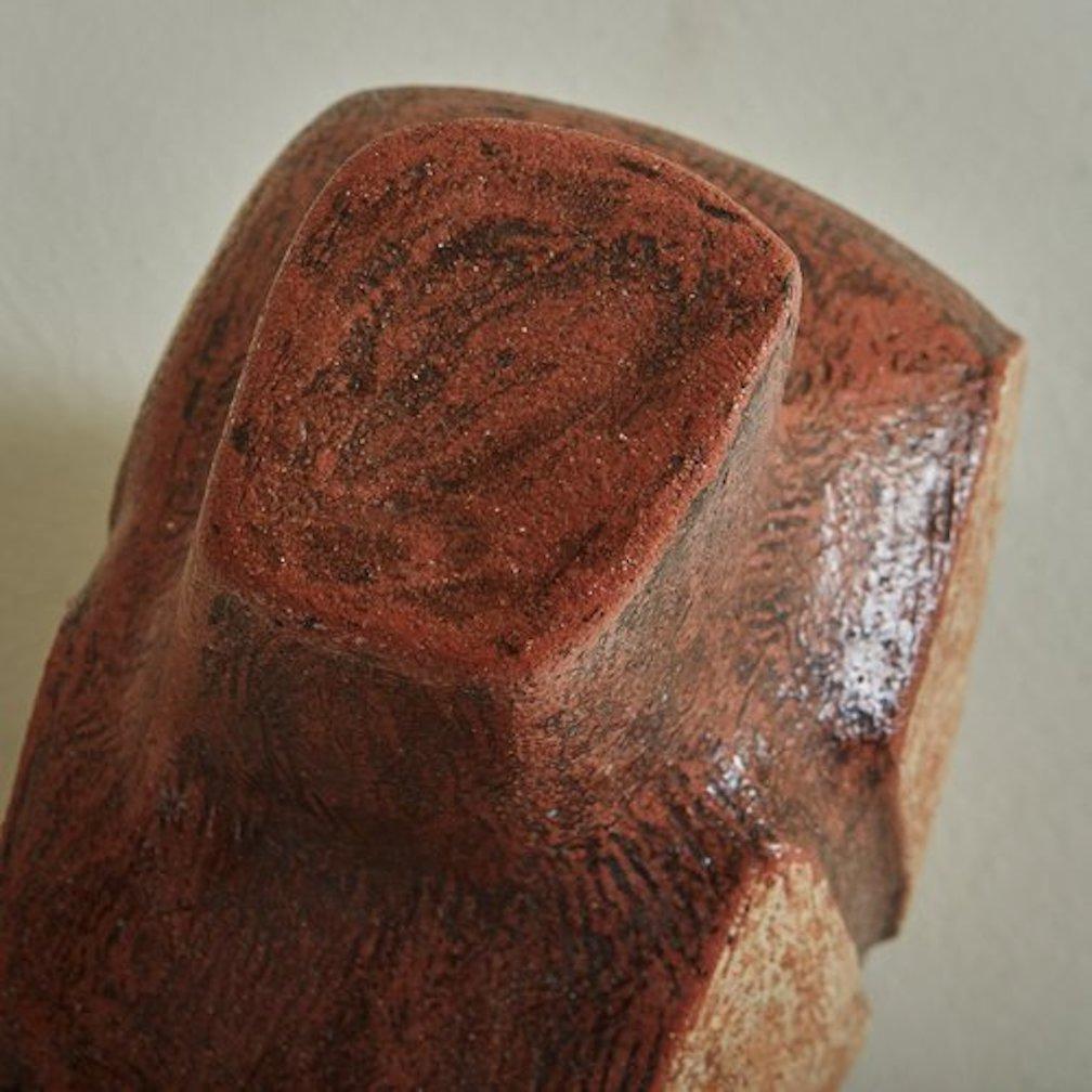 Late 20th Century Ceramic Brown Textured Sculpture Signed 'Lado'  Italy 1981 For Sale