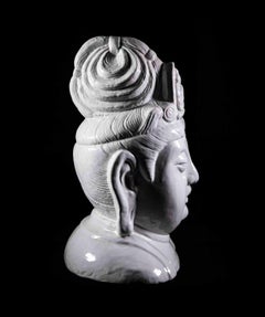 Ceramic Buddha Head Statue by Tommaso Barbi, Italy, 1970s