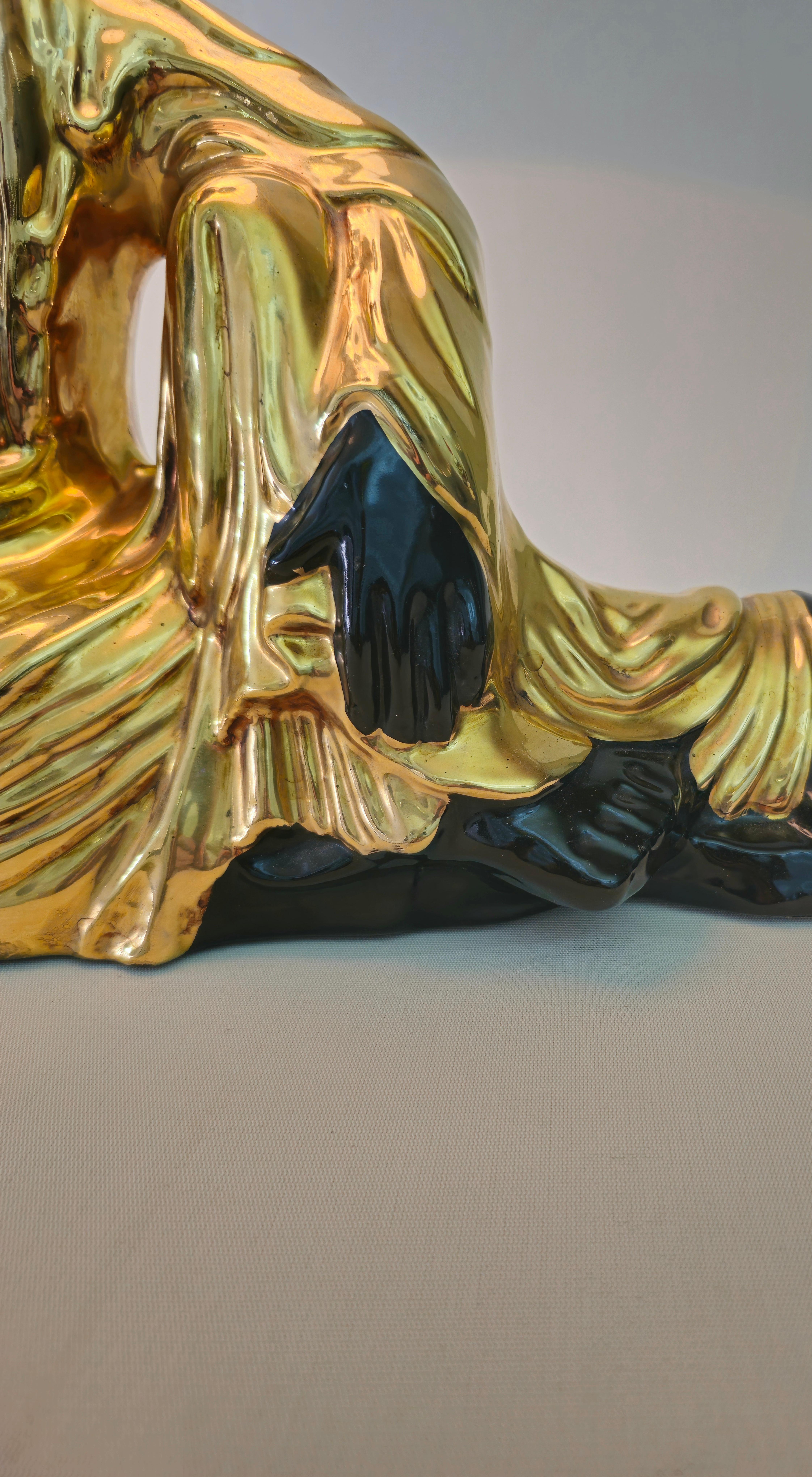 20th Century Ceramic Buddha Large Table Lamp Italy 1970s Midcentury