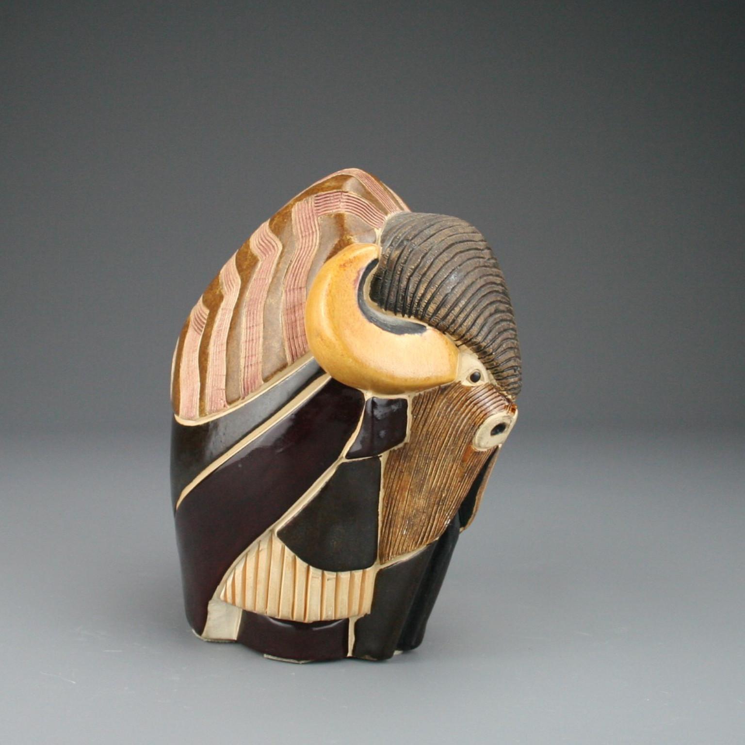 Hand-Crafted Ceramic buffalo by Artesania Rinconada – Uruguay – c. 1970’s For Sale