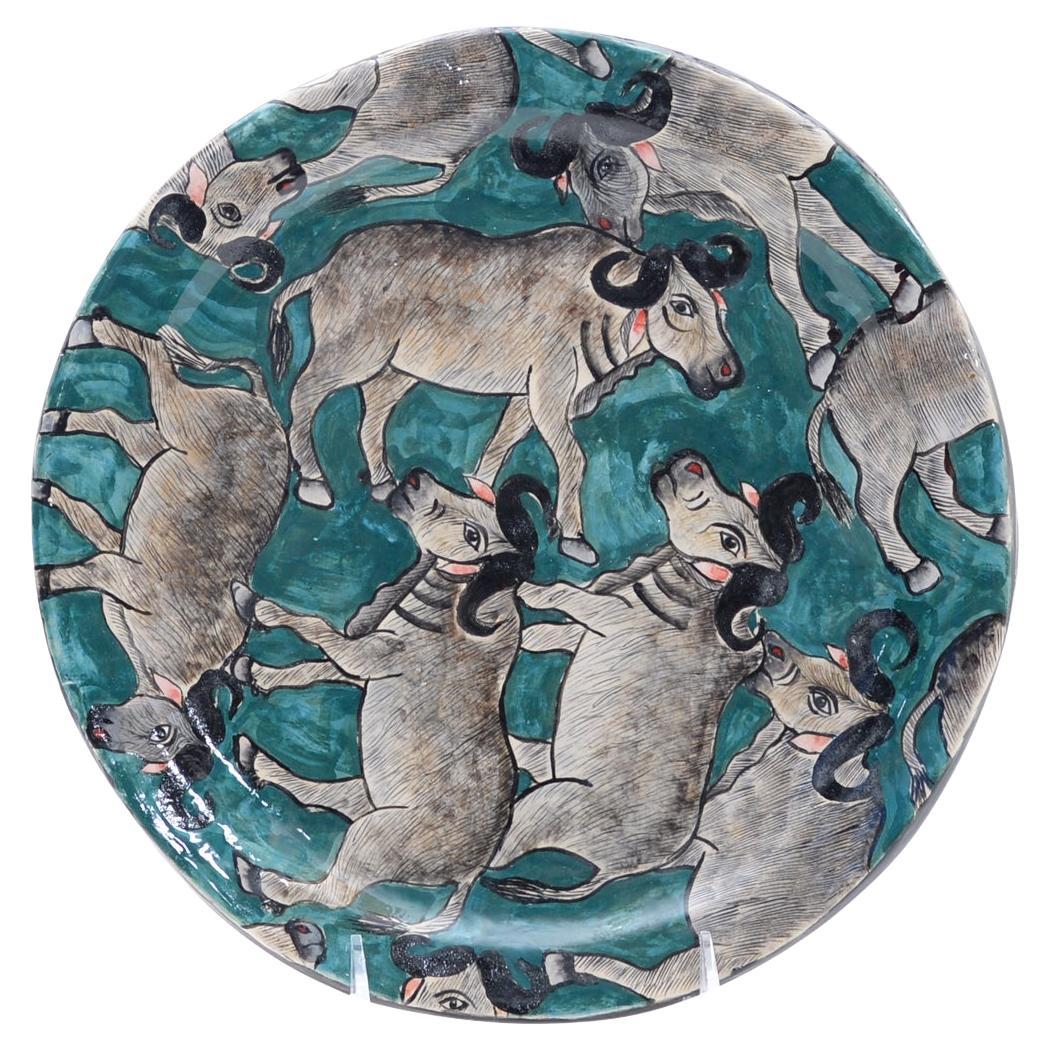 Ceramic Buffalo Plate, Hand  made in South Africa