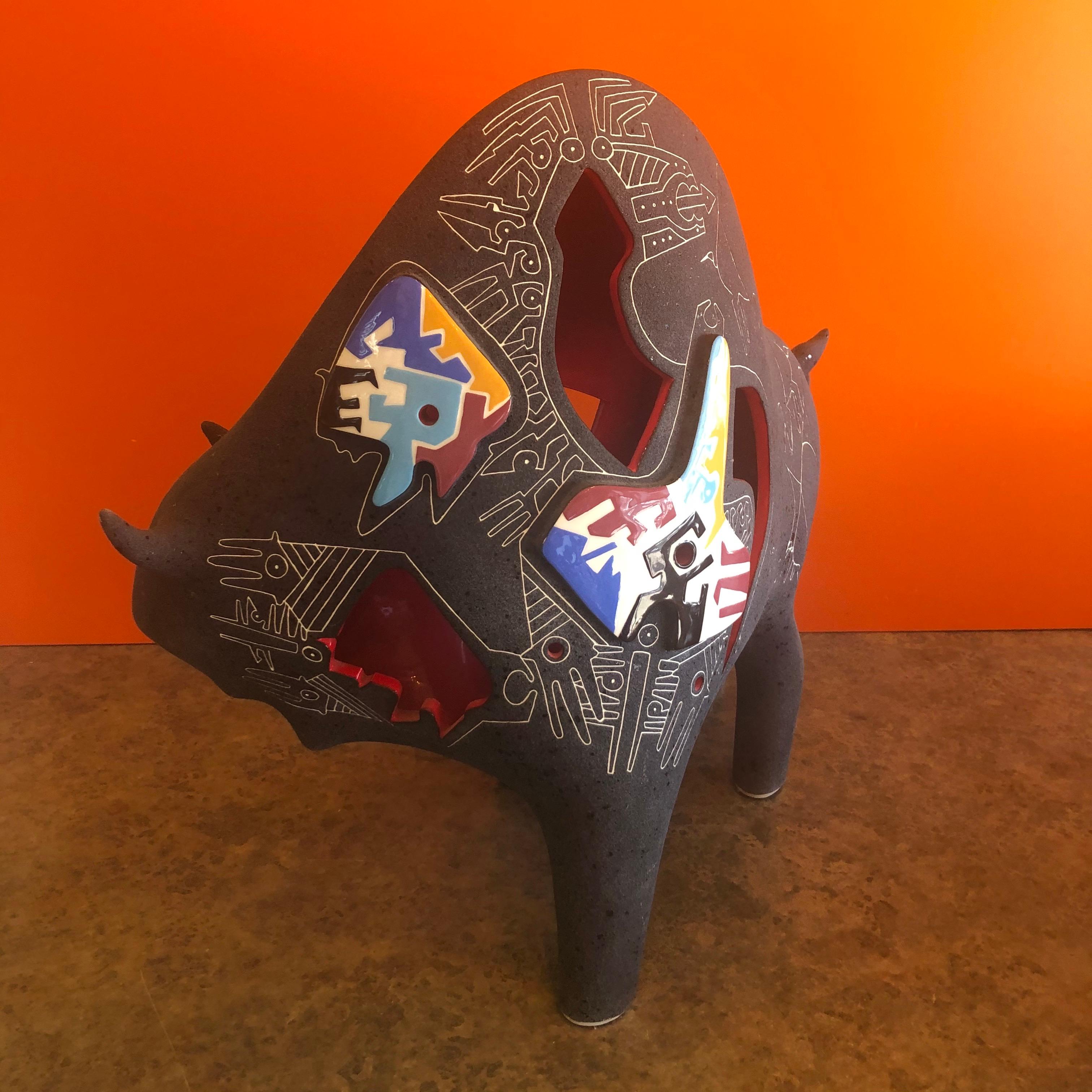 Ceramic Bull Sculpture by Gene & Rebecca Tobey 1