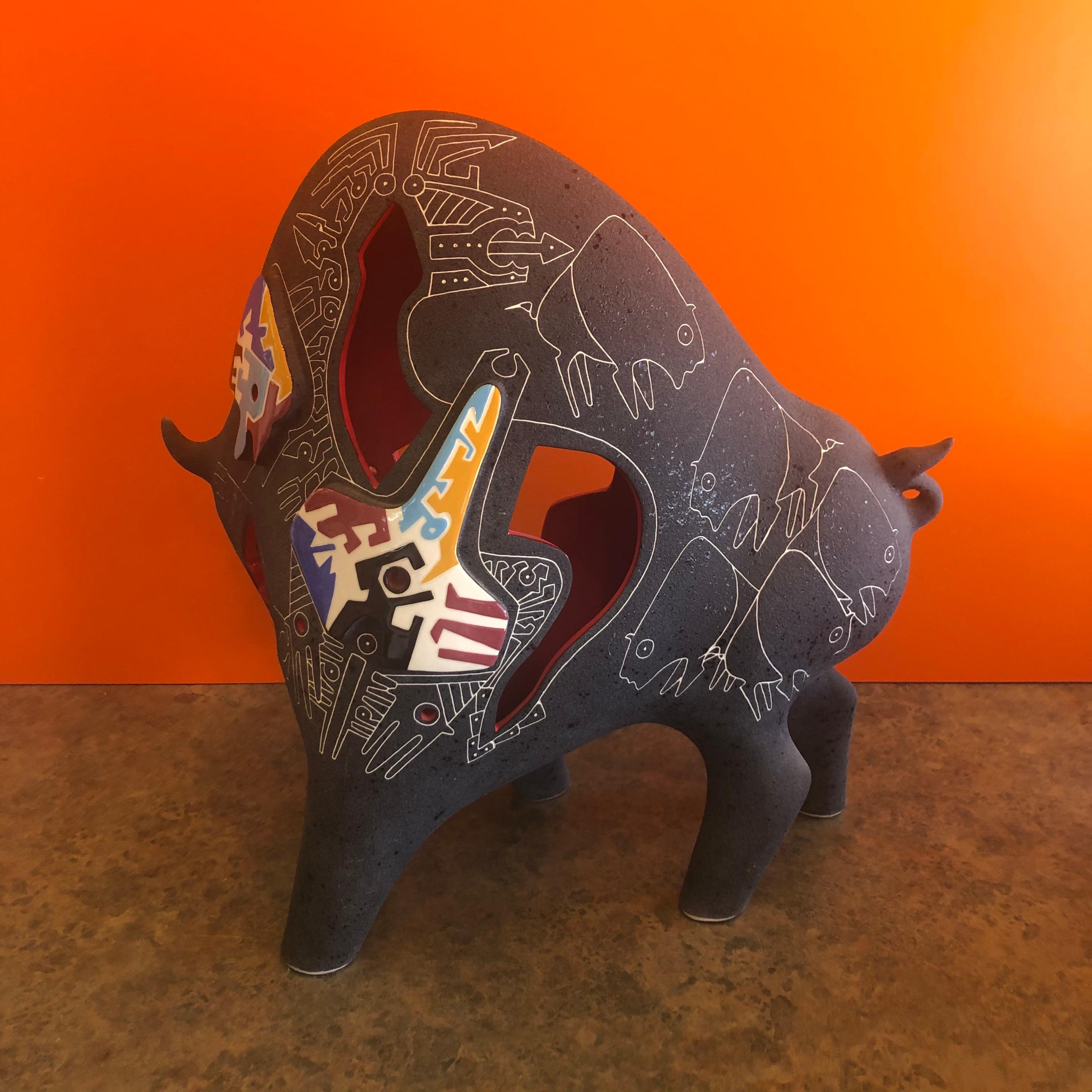 Ceramic Bull Sculpture by Gene & Rebecca Tobey 2
