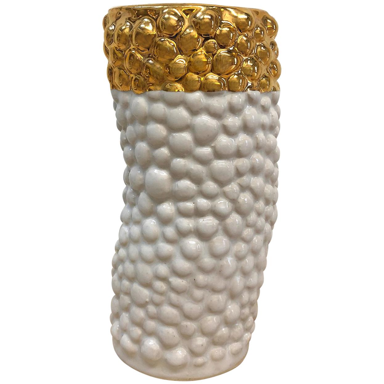 Ceramic Bumpy Vase with 22 Karat Gold Luster by Isabel Halley im Angebot