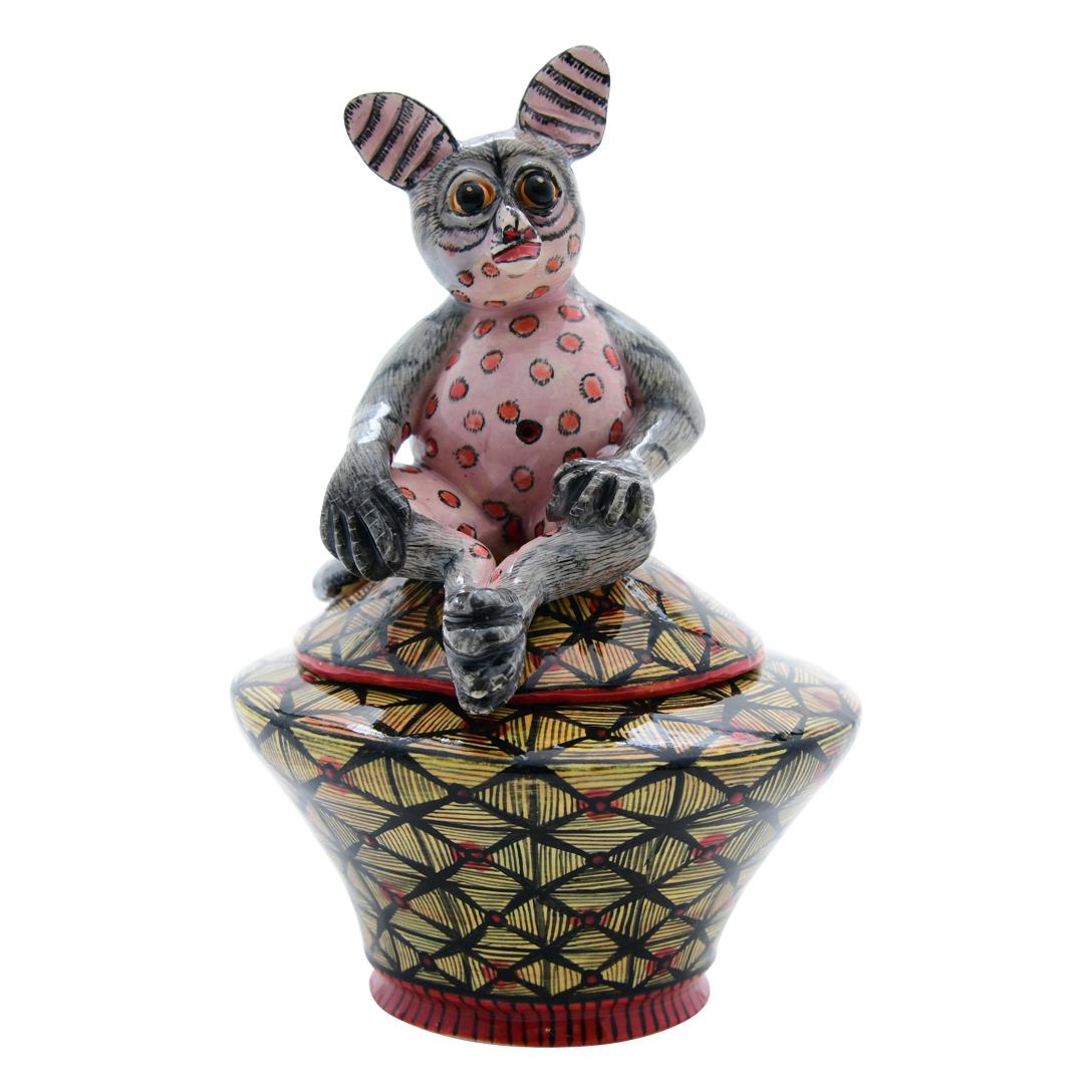 Ceramic Bush Baby Jewelry Box  , hand made in South Africa In Excellent Condition In North Miami, FL