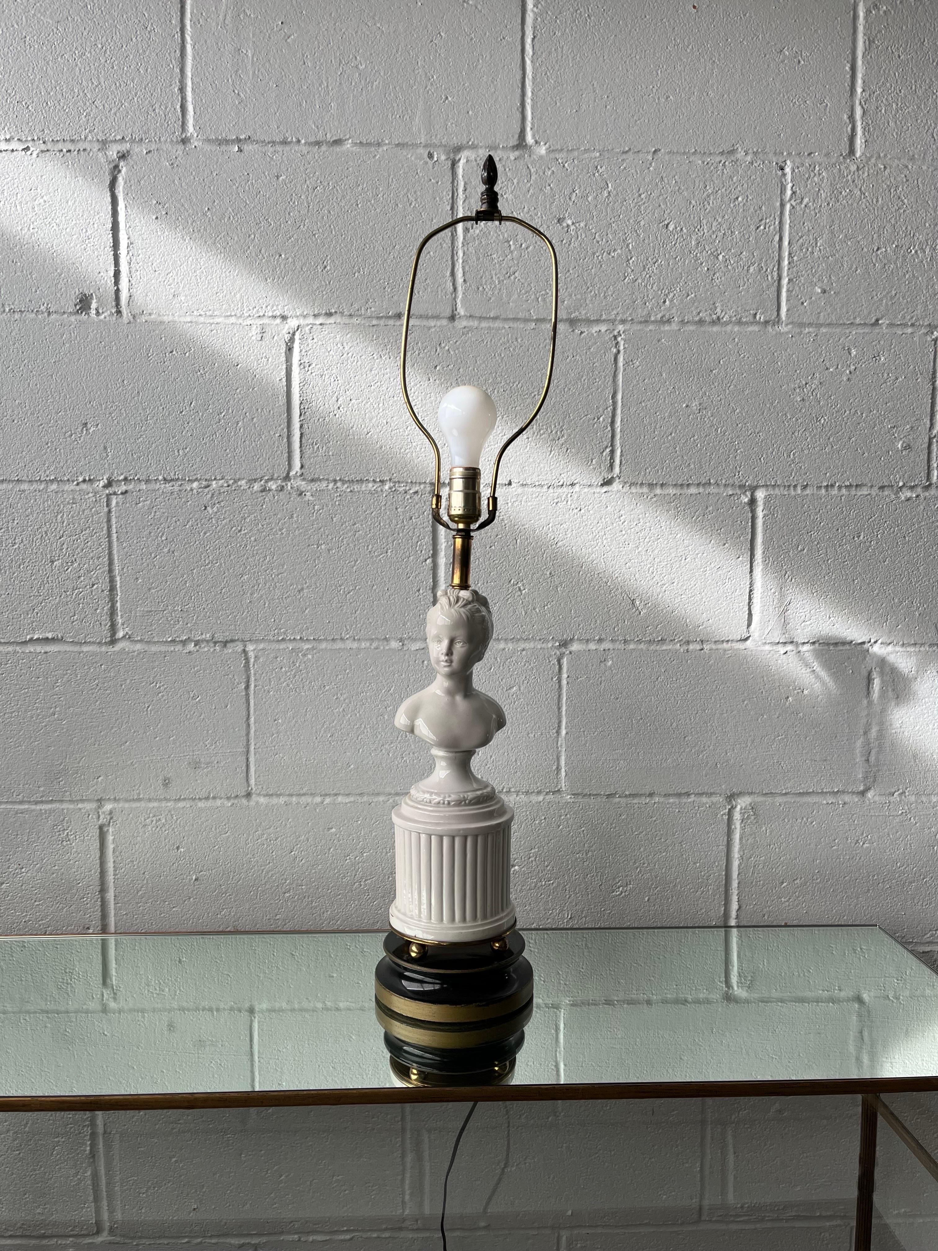 Ceramic Bust Lamp D'apres Houdon France Signed For Sale 1
