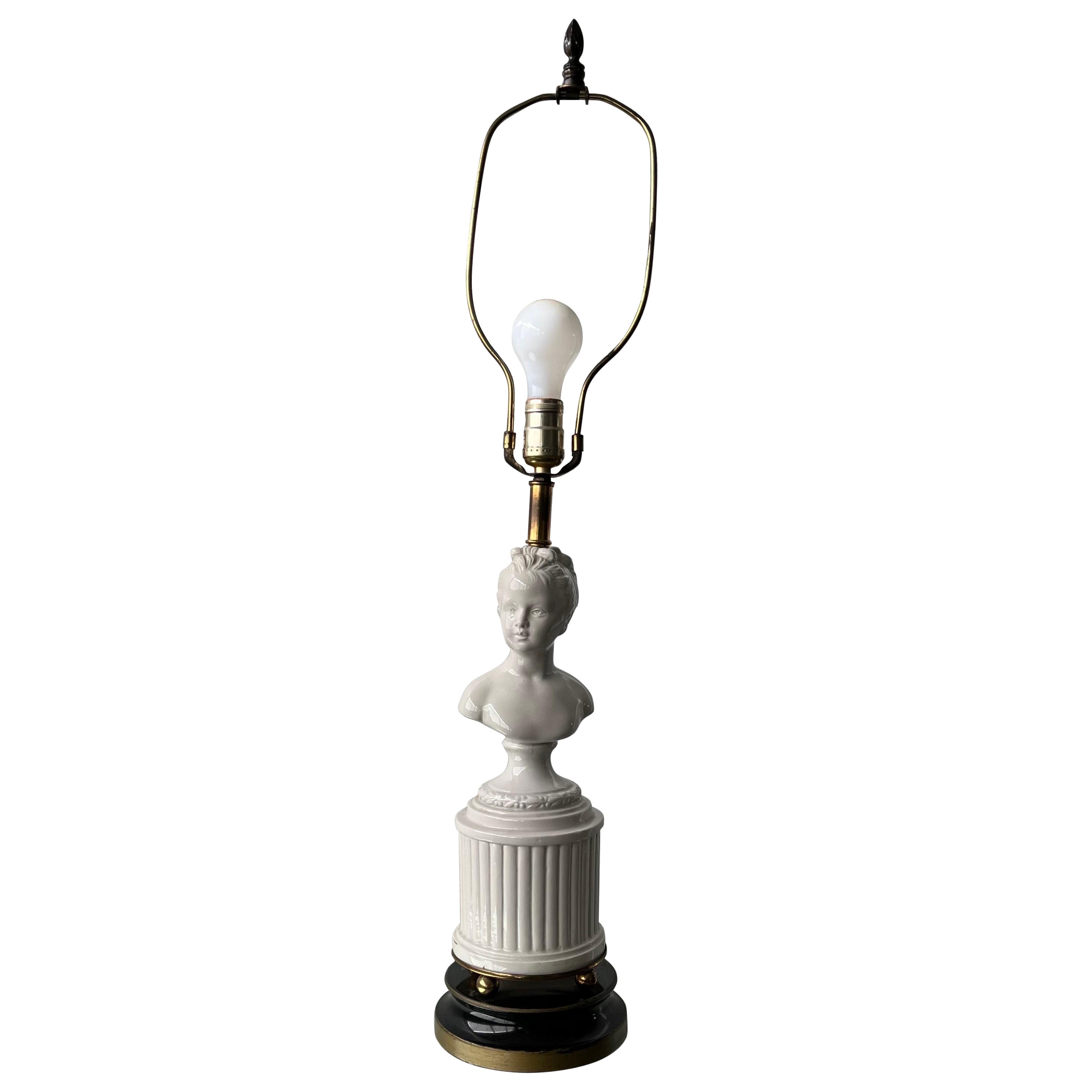 Keramik-Büstenlampe D'apres Houdon, Frankreich, signiert im Angebot