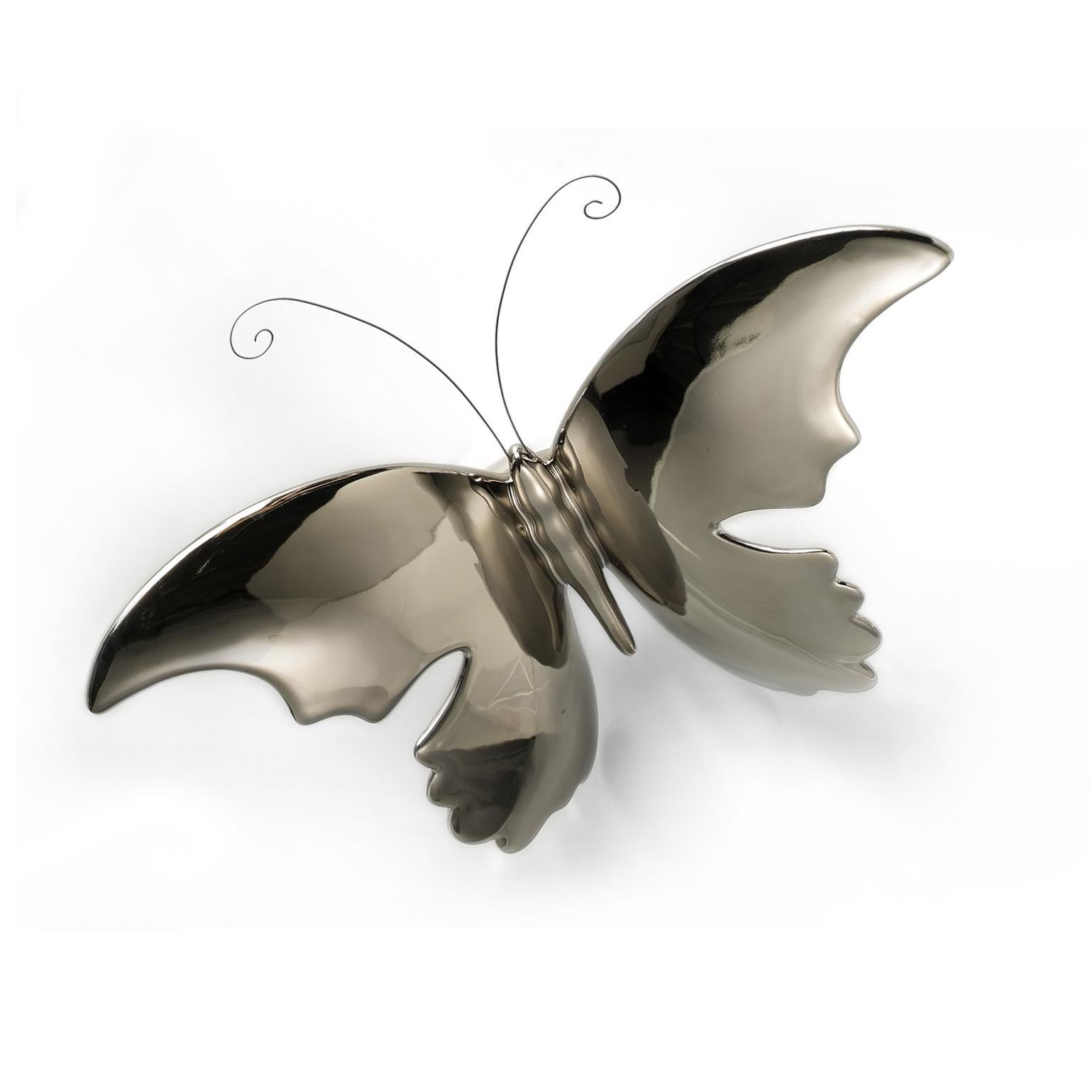 Keramik „BUTTERFLY“ Handgefertigt in Platin von Gabriella B. Hergestellt in Italien im Angebot 1