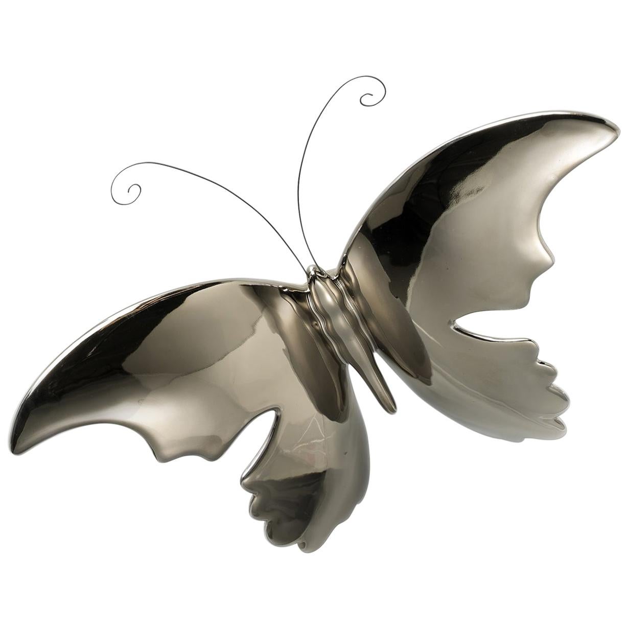 Ceramic "BUTTERFLY" Handcrafted in Platinum by Gabriella B. Made in Italy For Sale