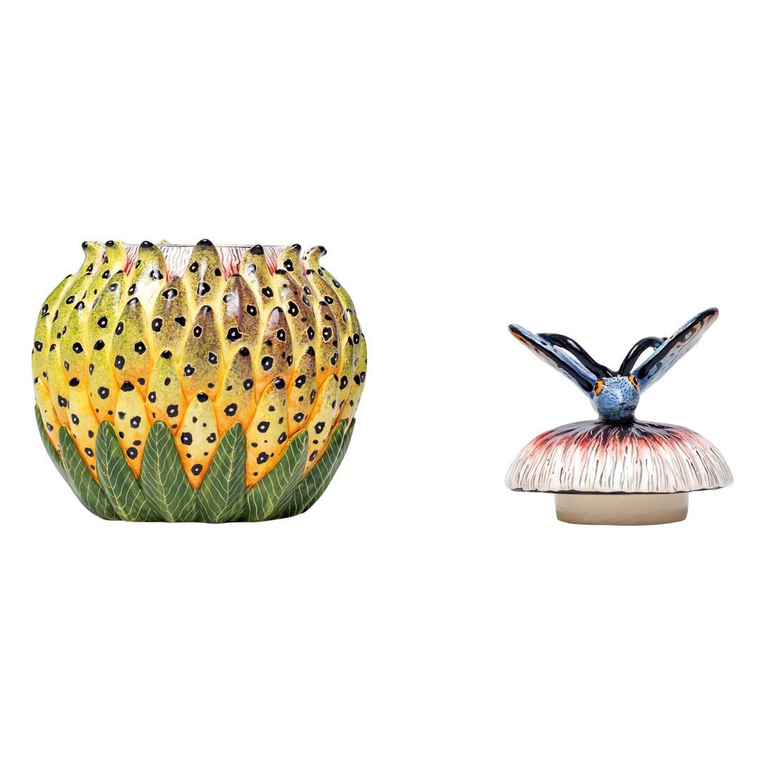 South African Ceramic Butterfly Jewelry Box  , hand made in South Africa For Sale