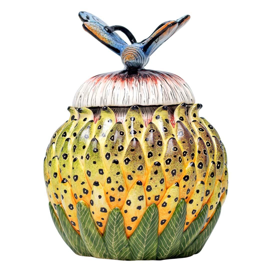 Fired Ceramic Butterfly Jewelry Box  , hand made in South Africa For Sale