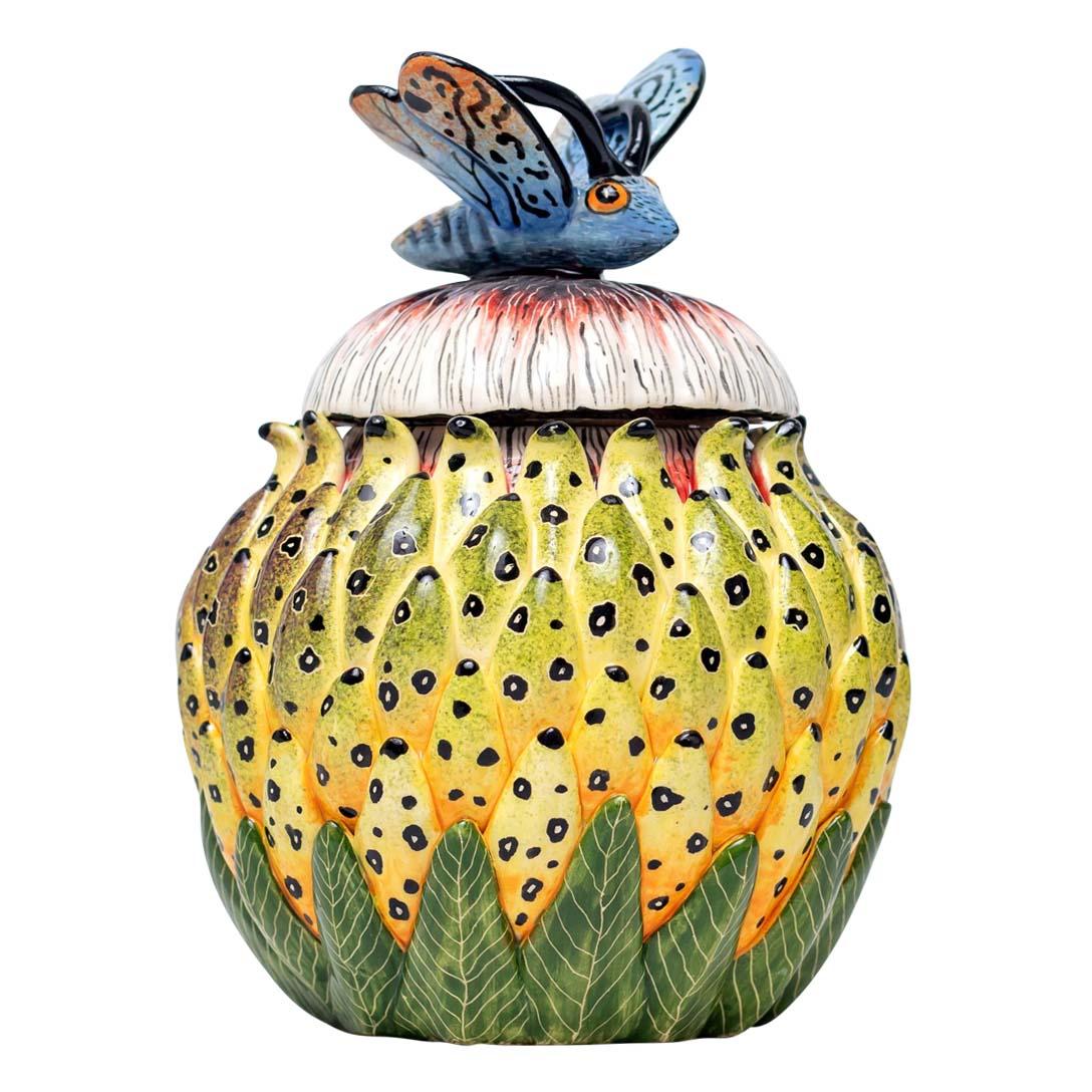 Ceramic Butterfly Jewelry Box  , hand made in South Africa In Excellent Condition For Sale In North Miami, FL