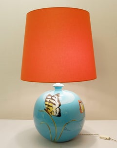 Ceramic Butterfly Table Lamp Signed Ghinza