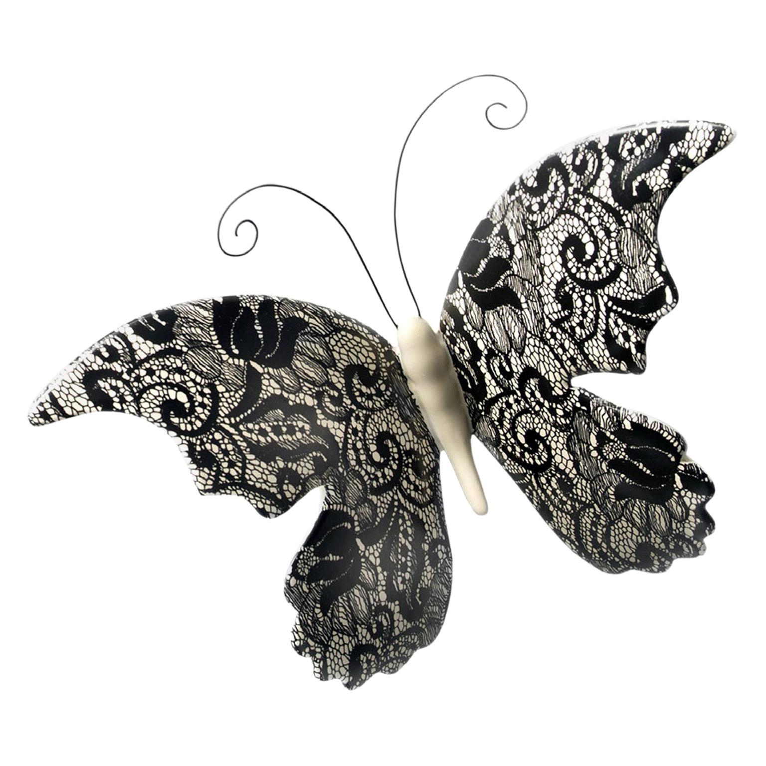 Ceramic "BUTTERFLY" with Lace Decoration by Gabriella B. Made in Italy