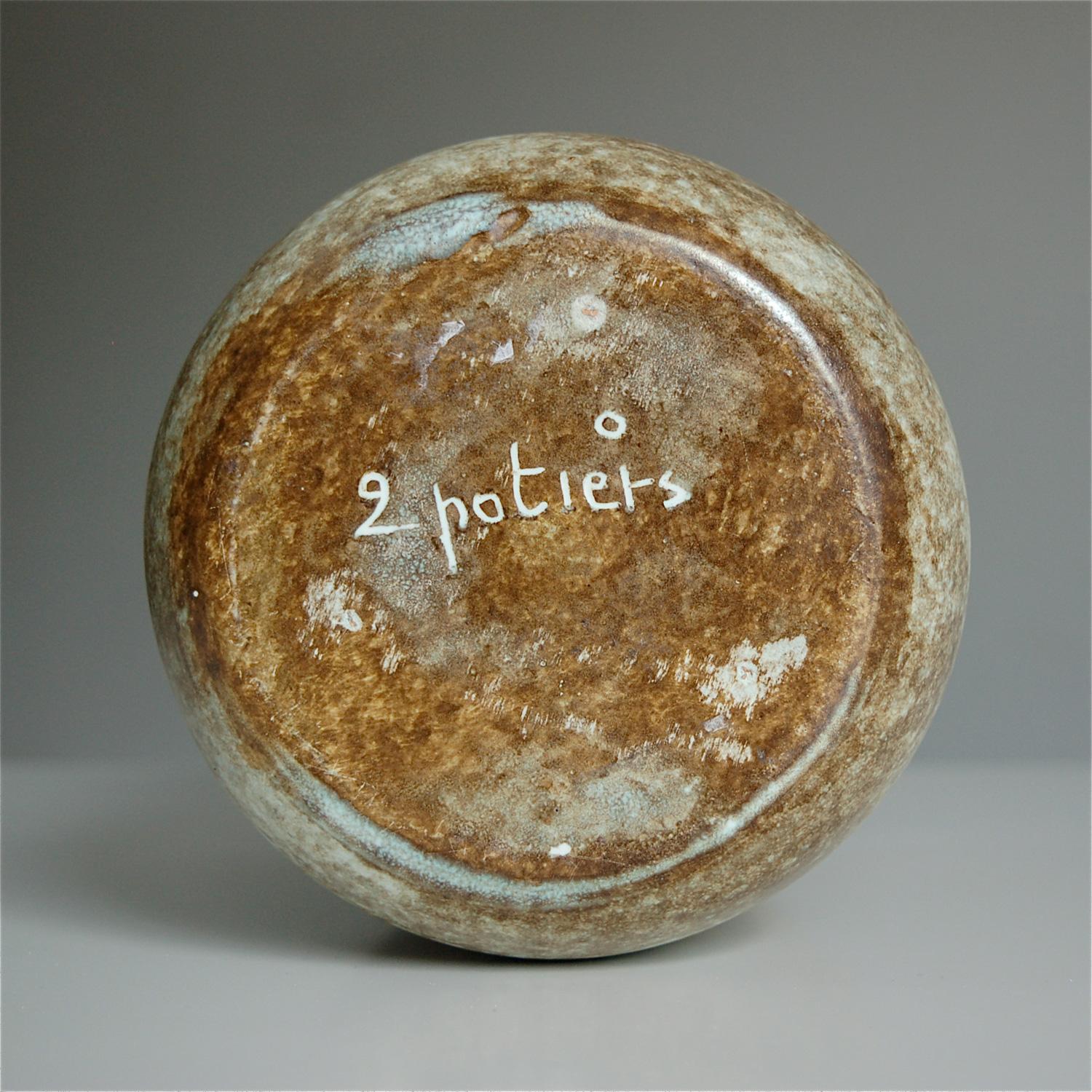 Ceramic cachepot with abstract design by 2 Potiers, Late 20th century, France In Good Condition For Sale In Noorderwijk, BE