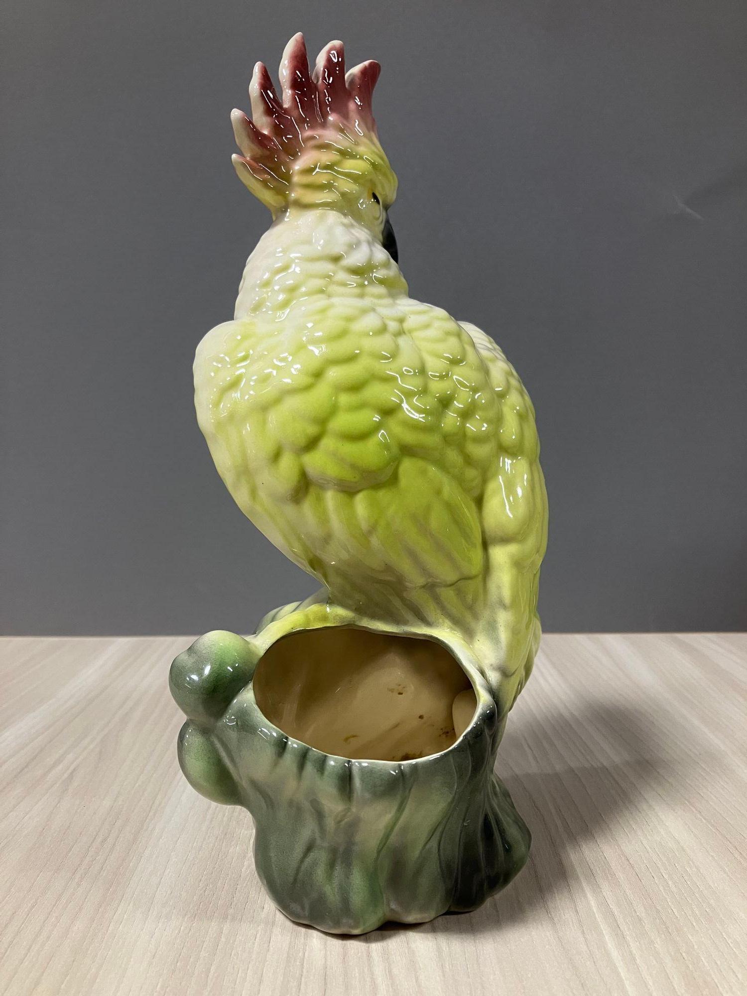 American Ceramic California Pottery Tropical Cockatoo Planter For Sale