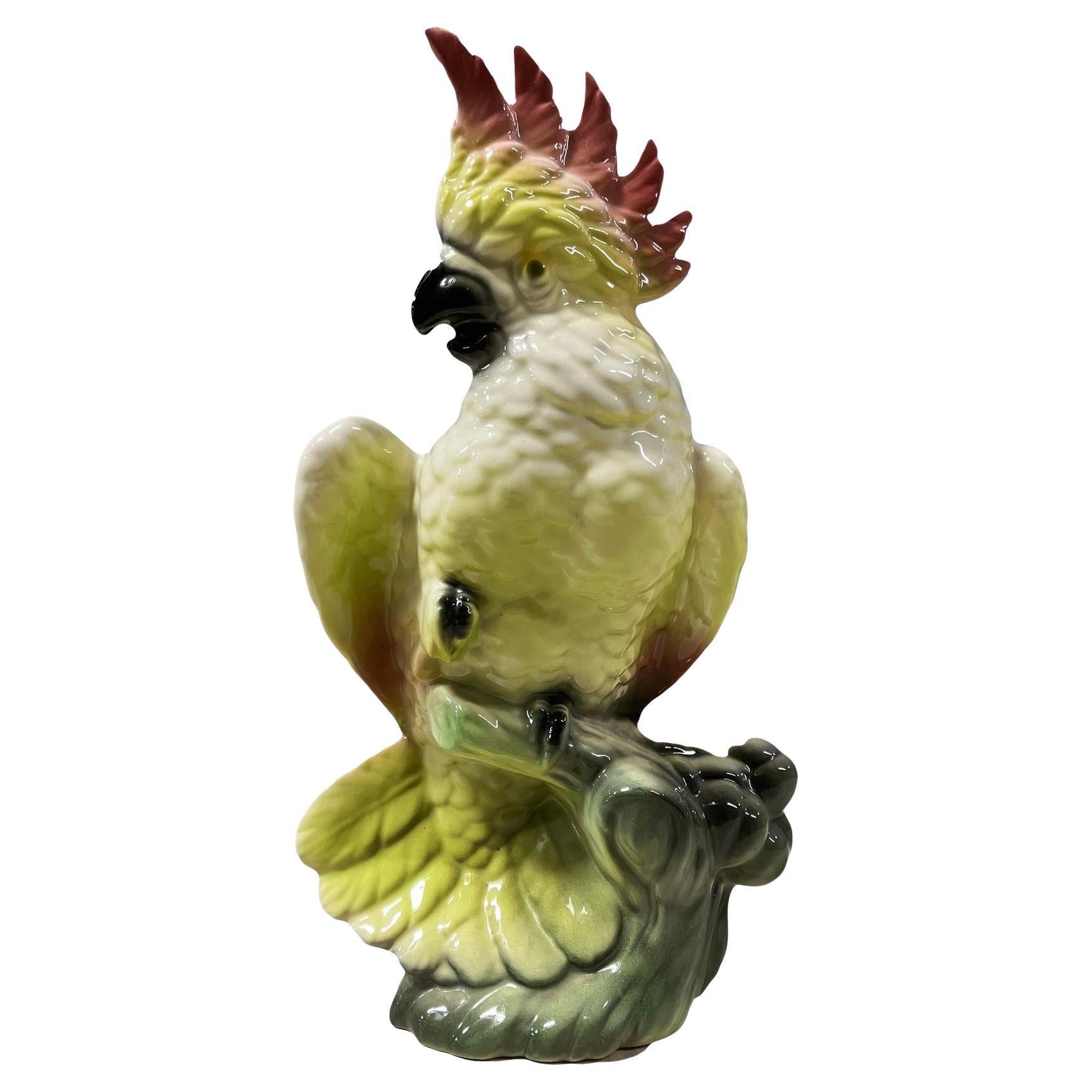 Ceramic California Pottery Tropical Cockatoo Planter For Sale