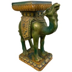 Vintage Ceramic Camel Garden Stool Footstool
