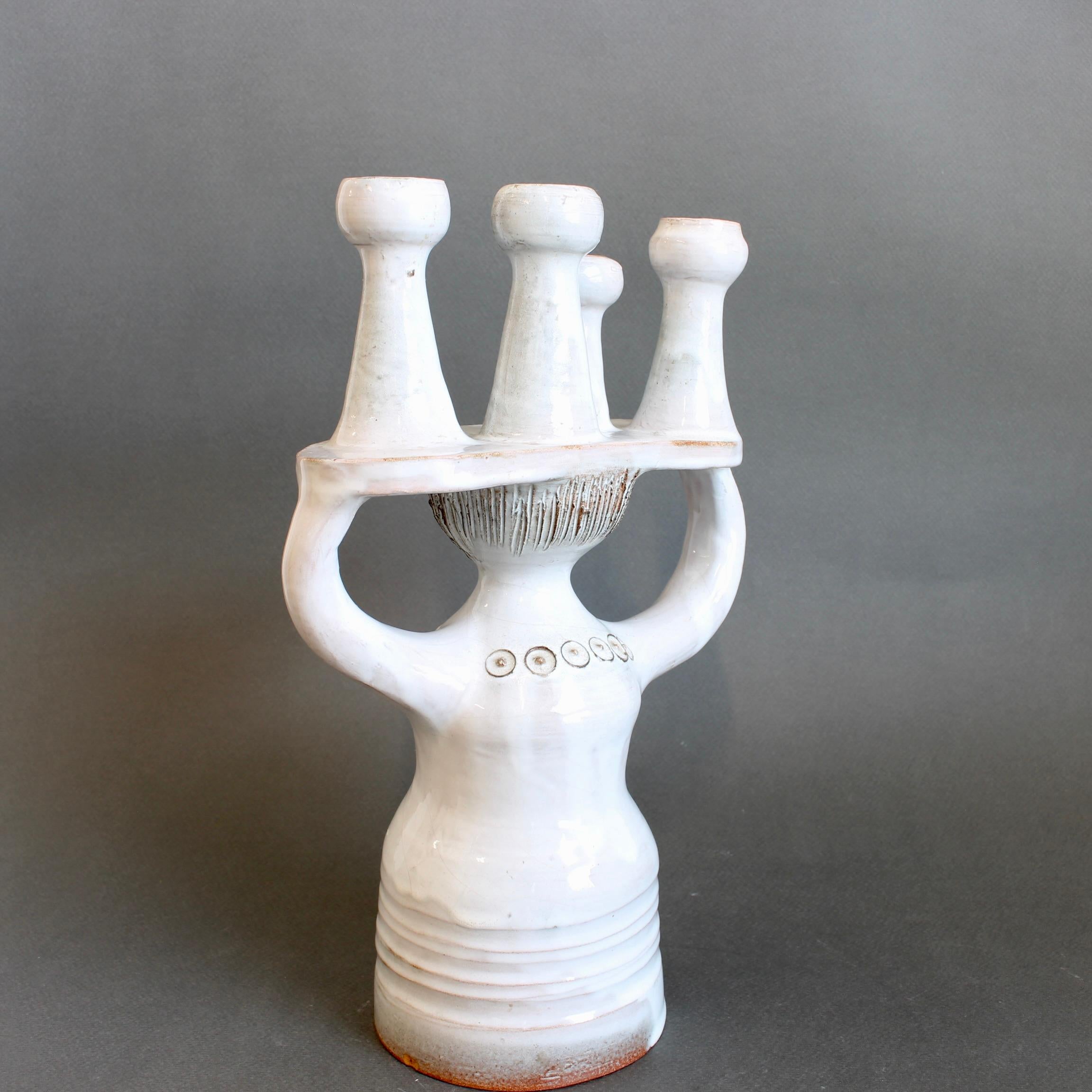 Français Bougeoir en céramique / Sculpture 'Pottery Porter' de Jacques Pouchain en vente