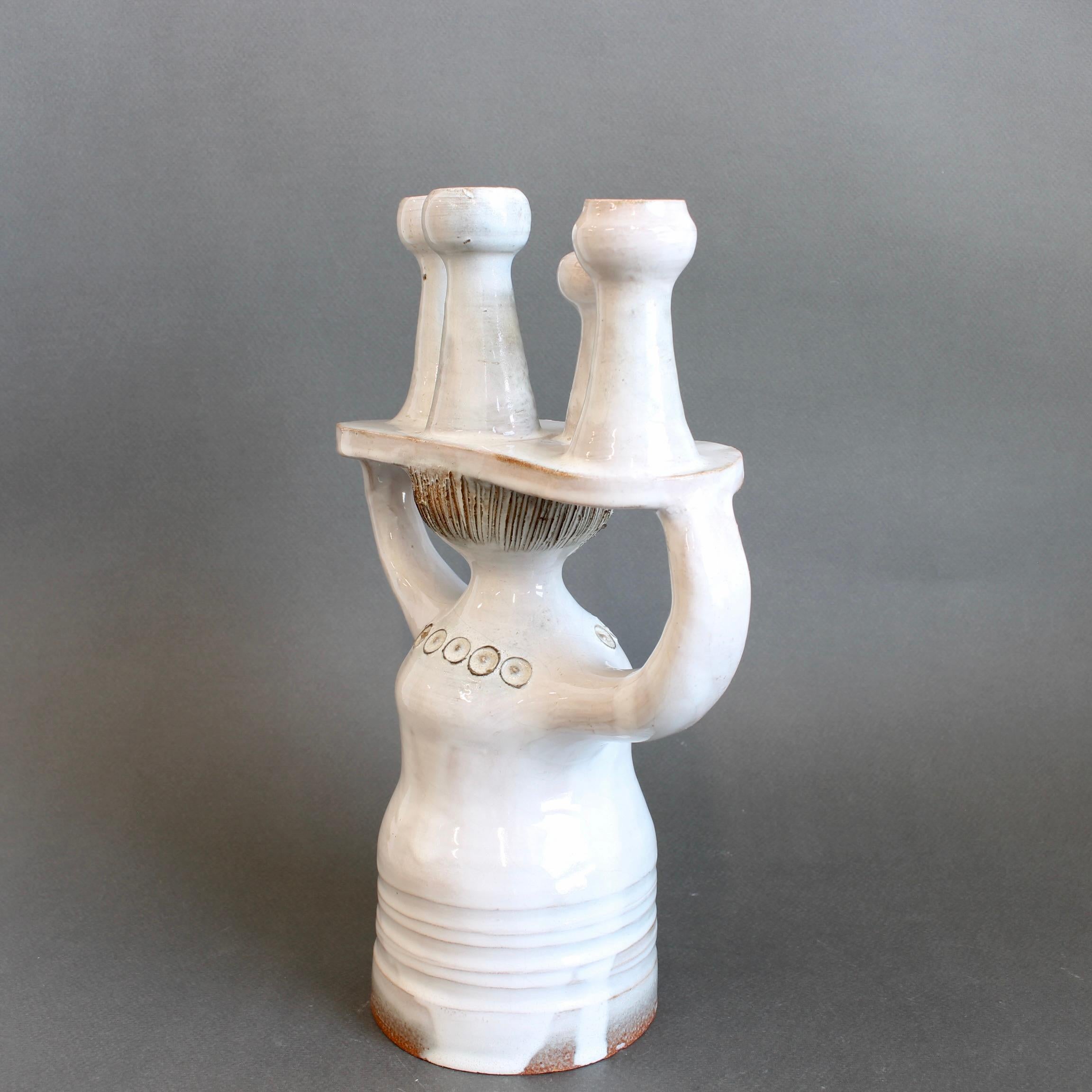 Vernissé Bougeoir en céramique / Sculpture 'Pottery Porter' de Jacques Pouchain en vente