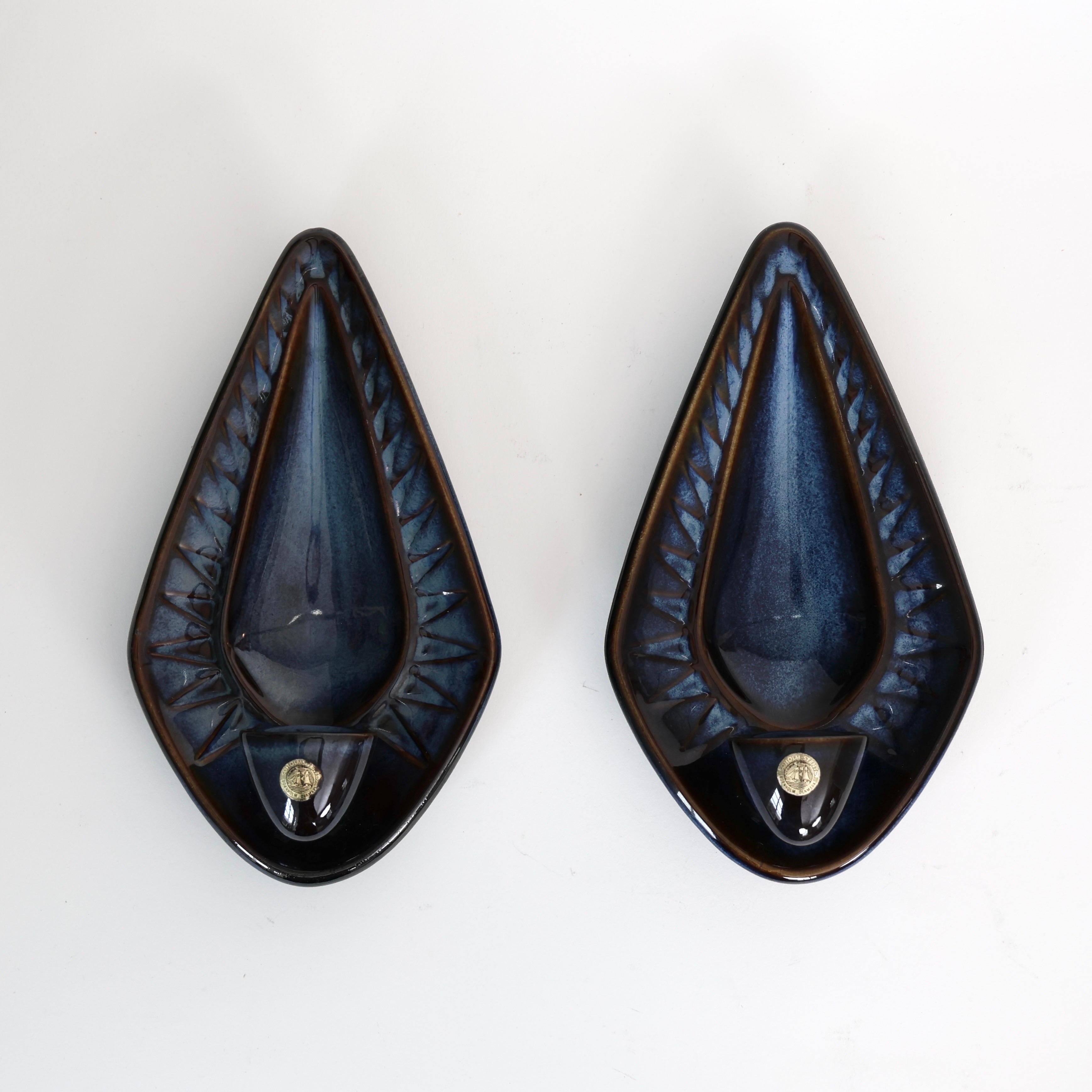 Late 20th Century Ceramic Candle Sconces by Einar Johansen for Søholm, 1970s, Denmark For Sale