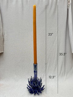 Ceramic Candlestick "Blue Bloom" , 36" H By Alexey Krupinin