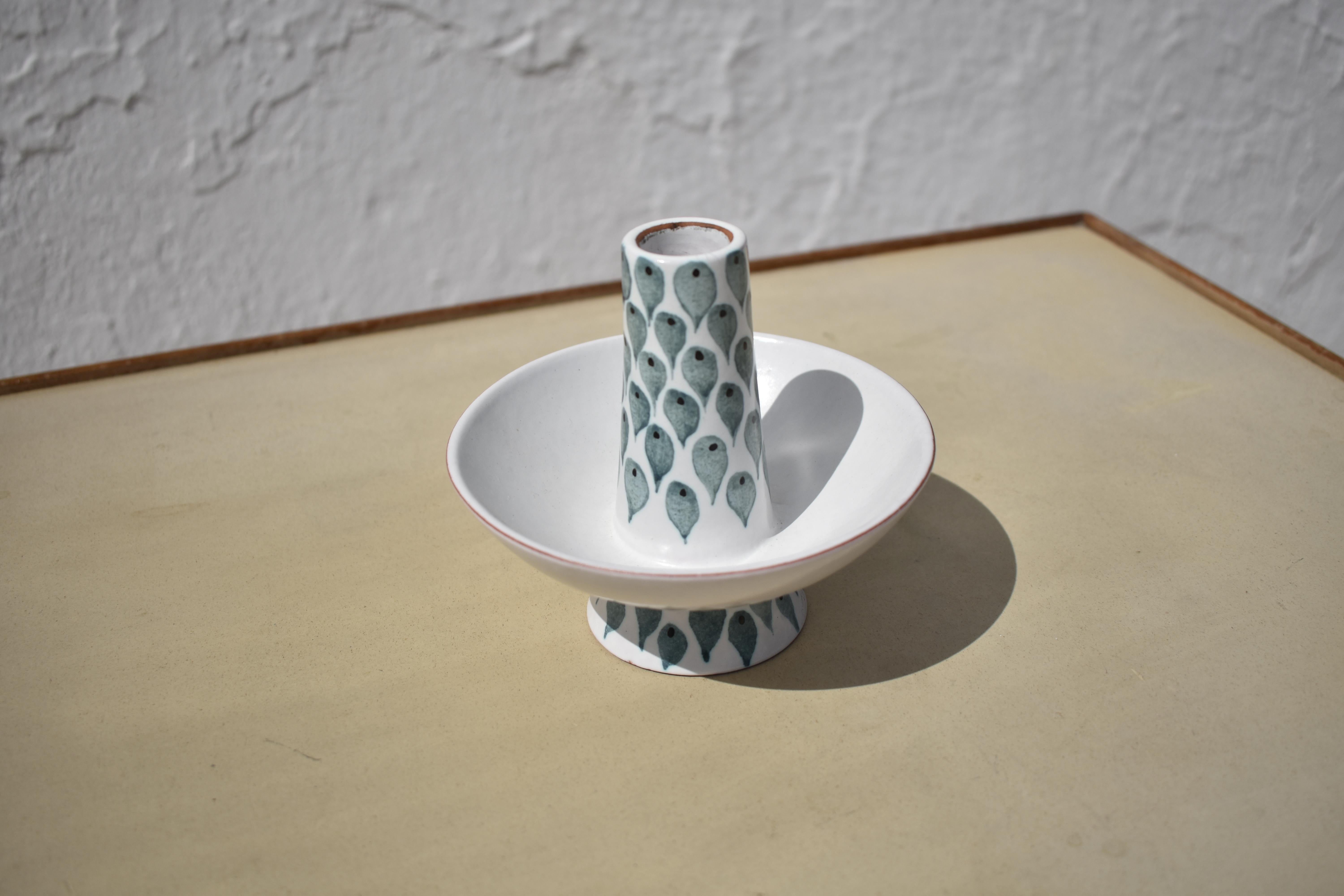 Ceramic candlestick                                                                                                                                                                              Manufactured by Gustavsberg                             