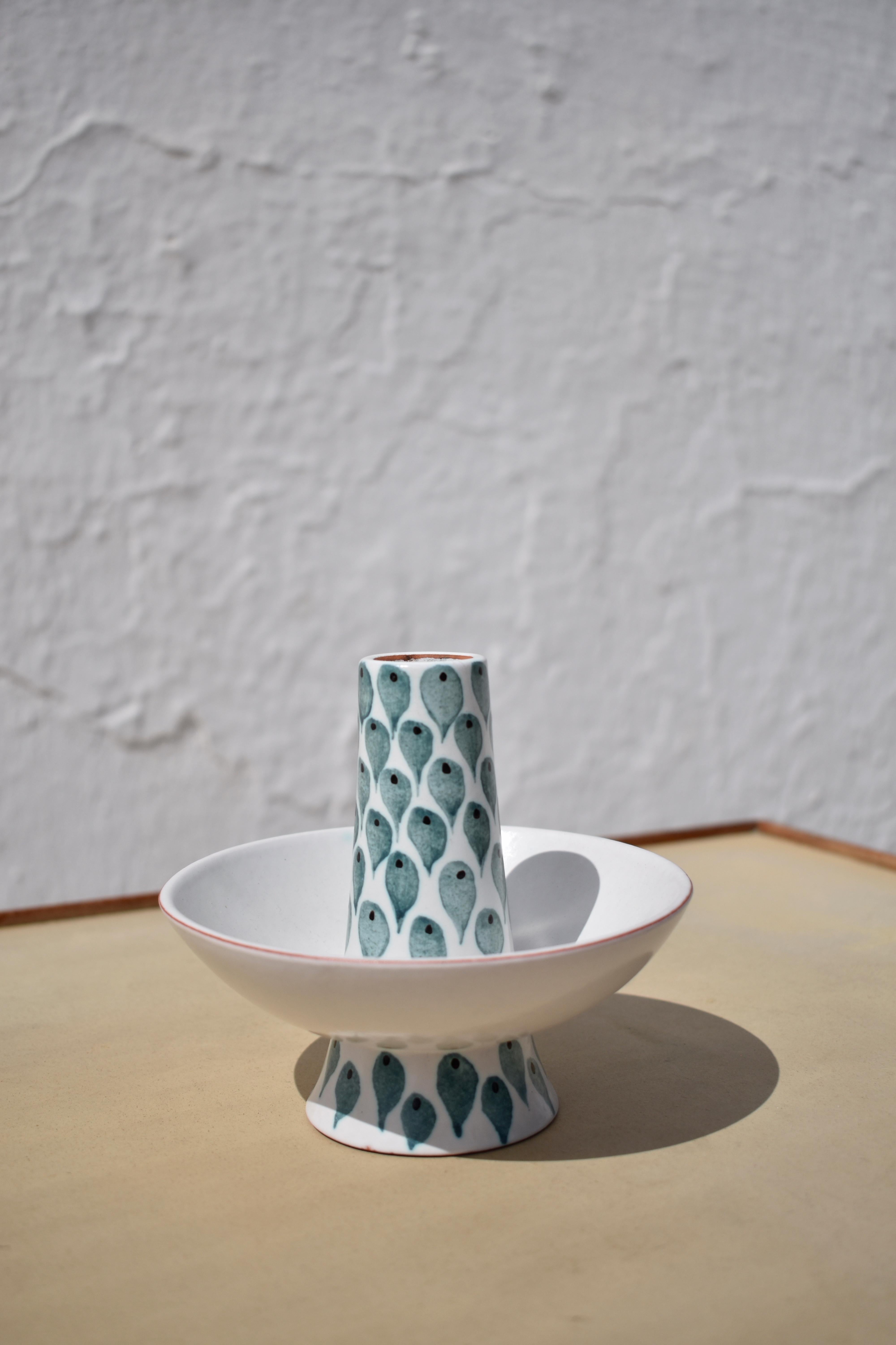 Scandinavian Modern Ceramic Candlestick by Stig Lindberg for Gustavsberg, 1950s For Sale