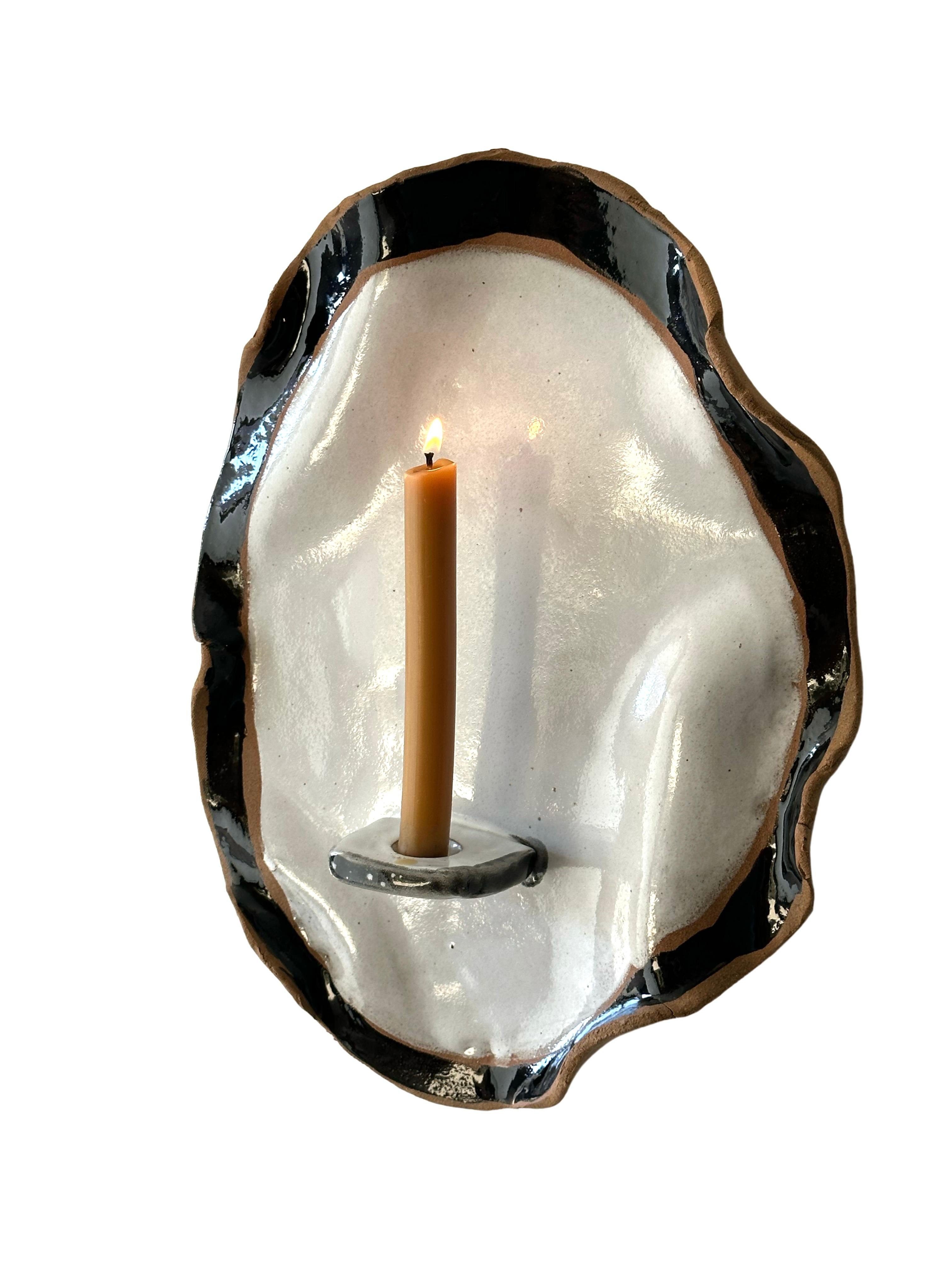 Ceramic candlestick for wall Black and White For Sale 1