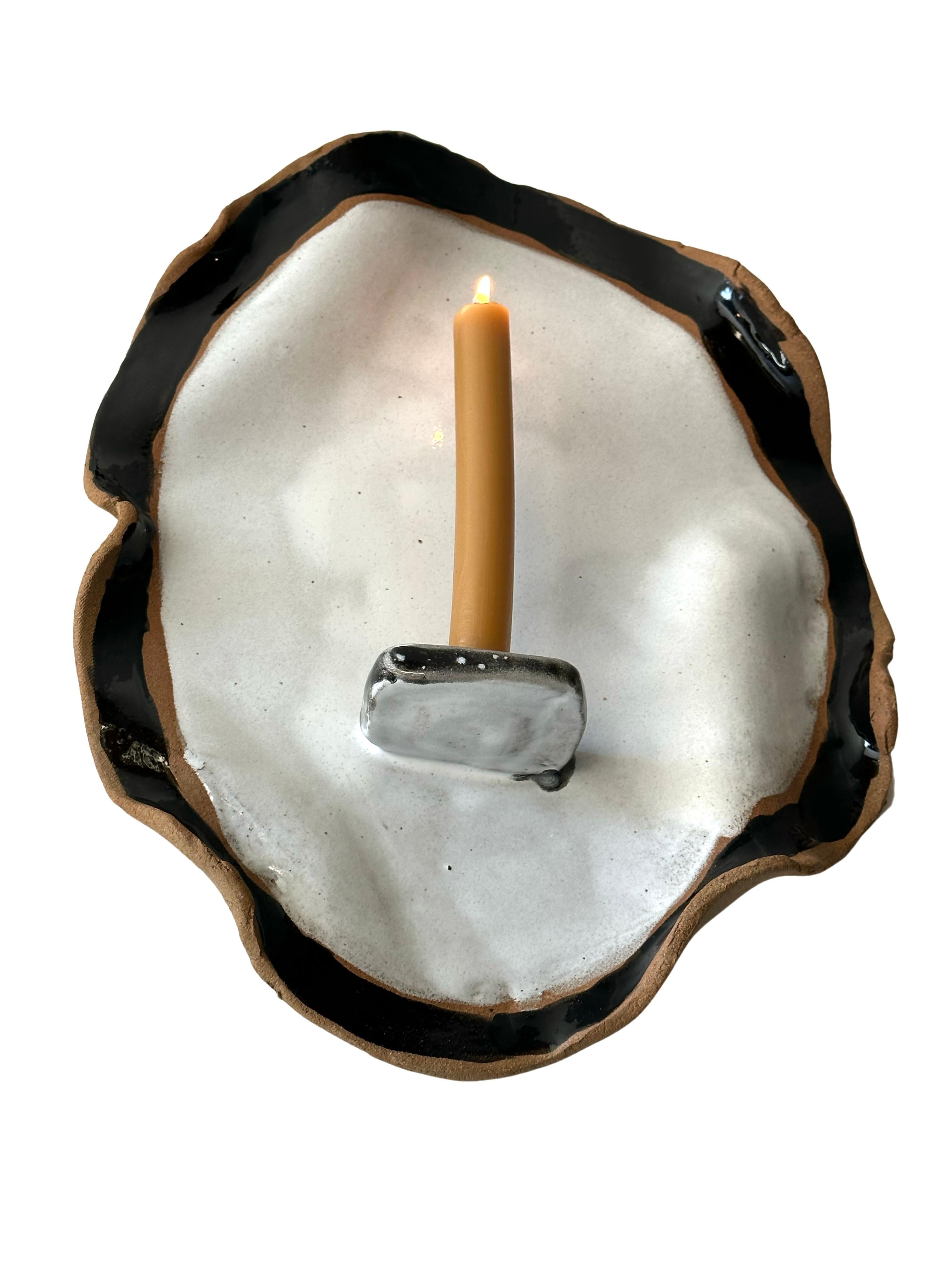 Ceramic candlestick for wall Black and White For Sale 3