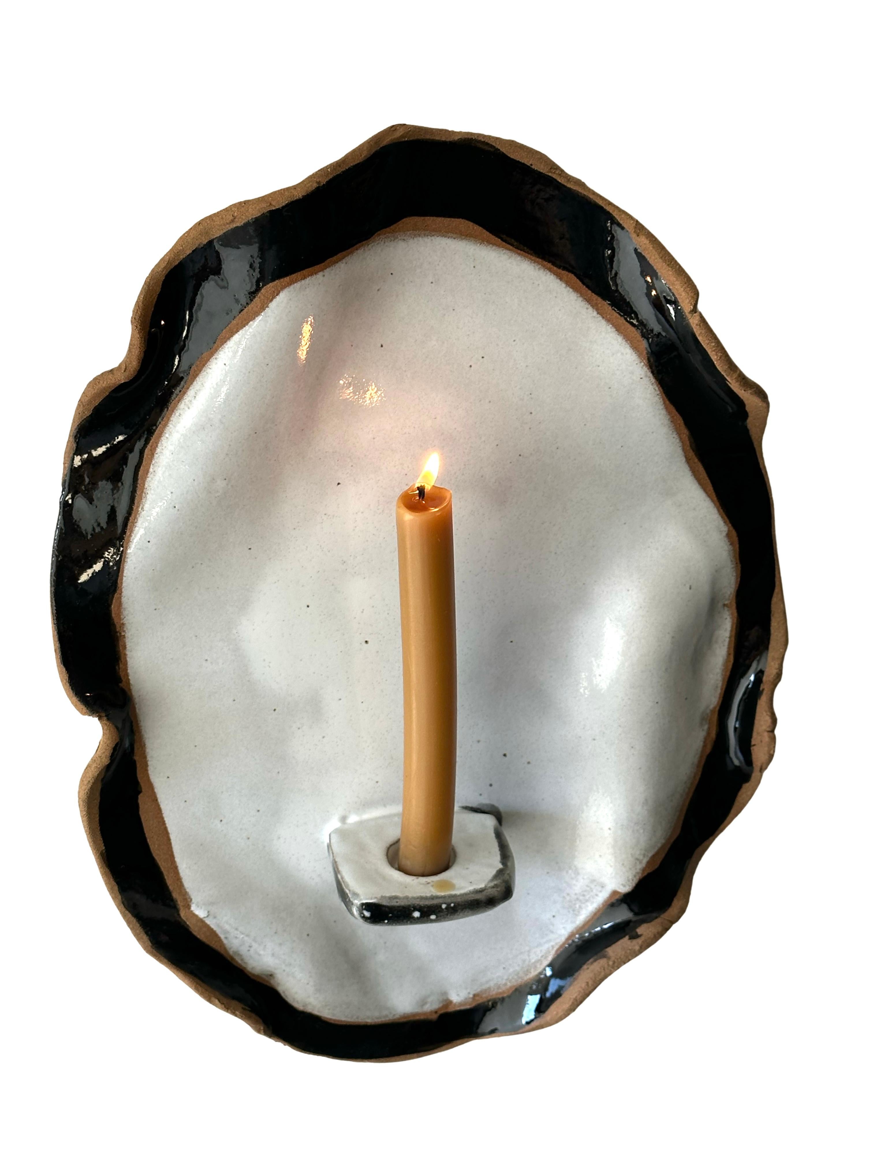 Ceramic candlestick for wall Black and White For Sale 4