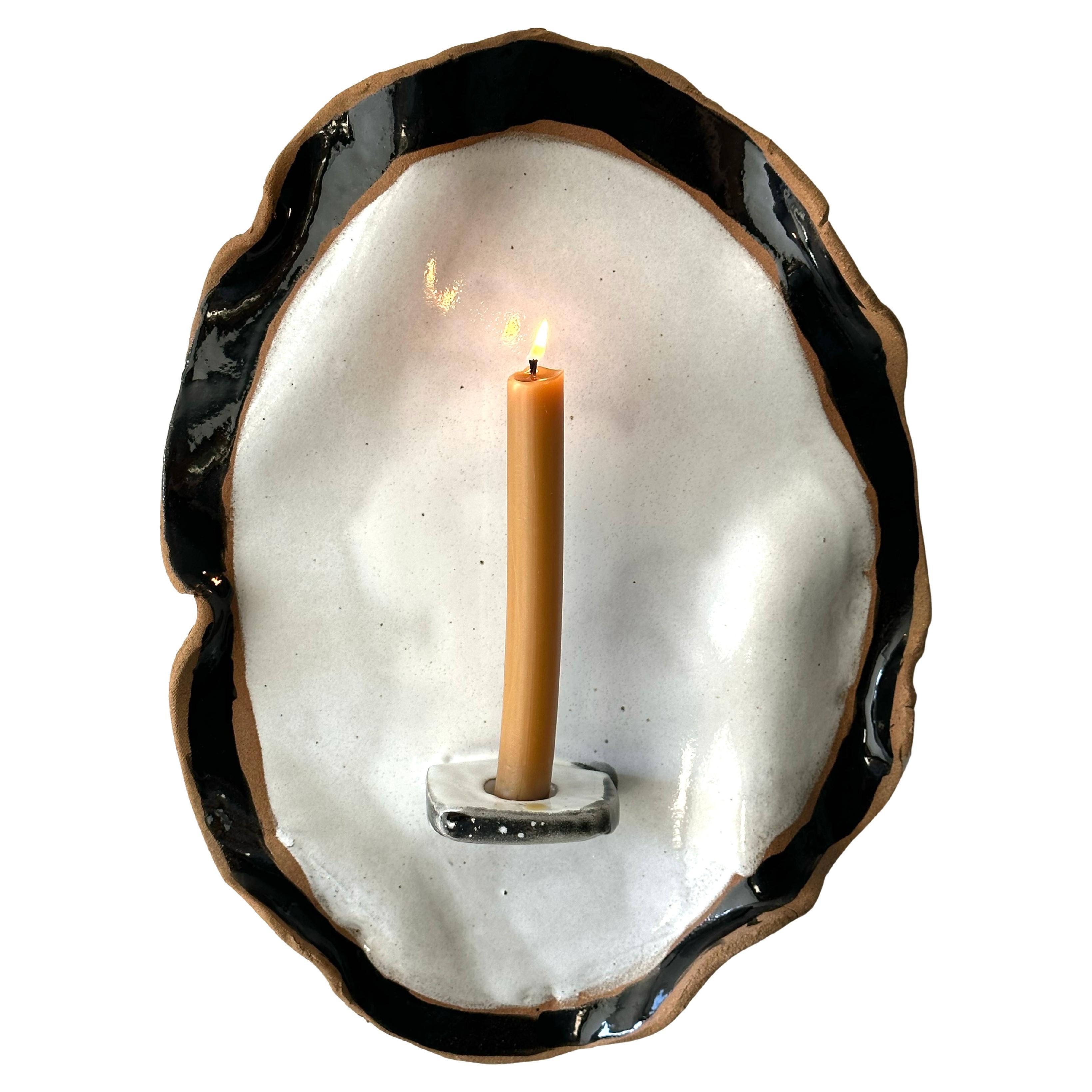 Ceramic candlestick for wall Black and White