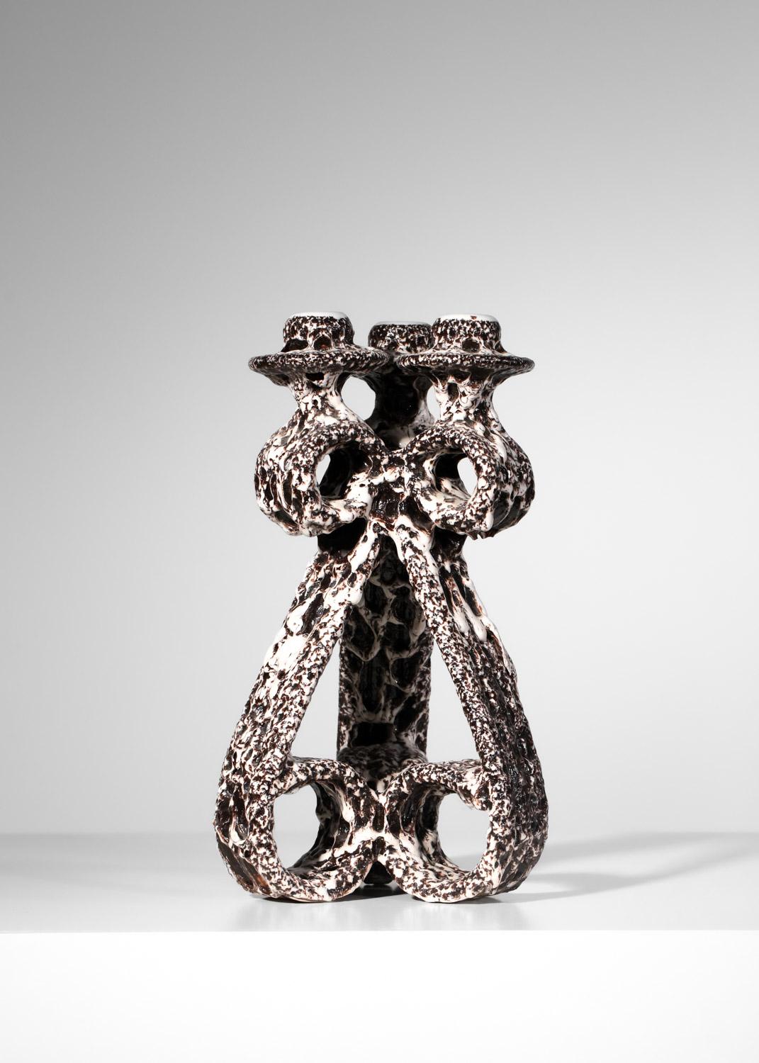 Ceramic candlestick from Vallauris by Marius Giuge For Sale 2