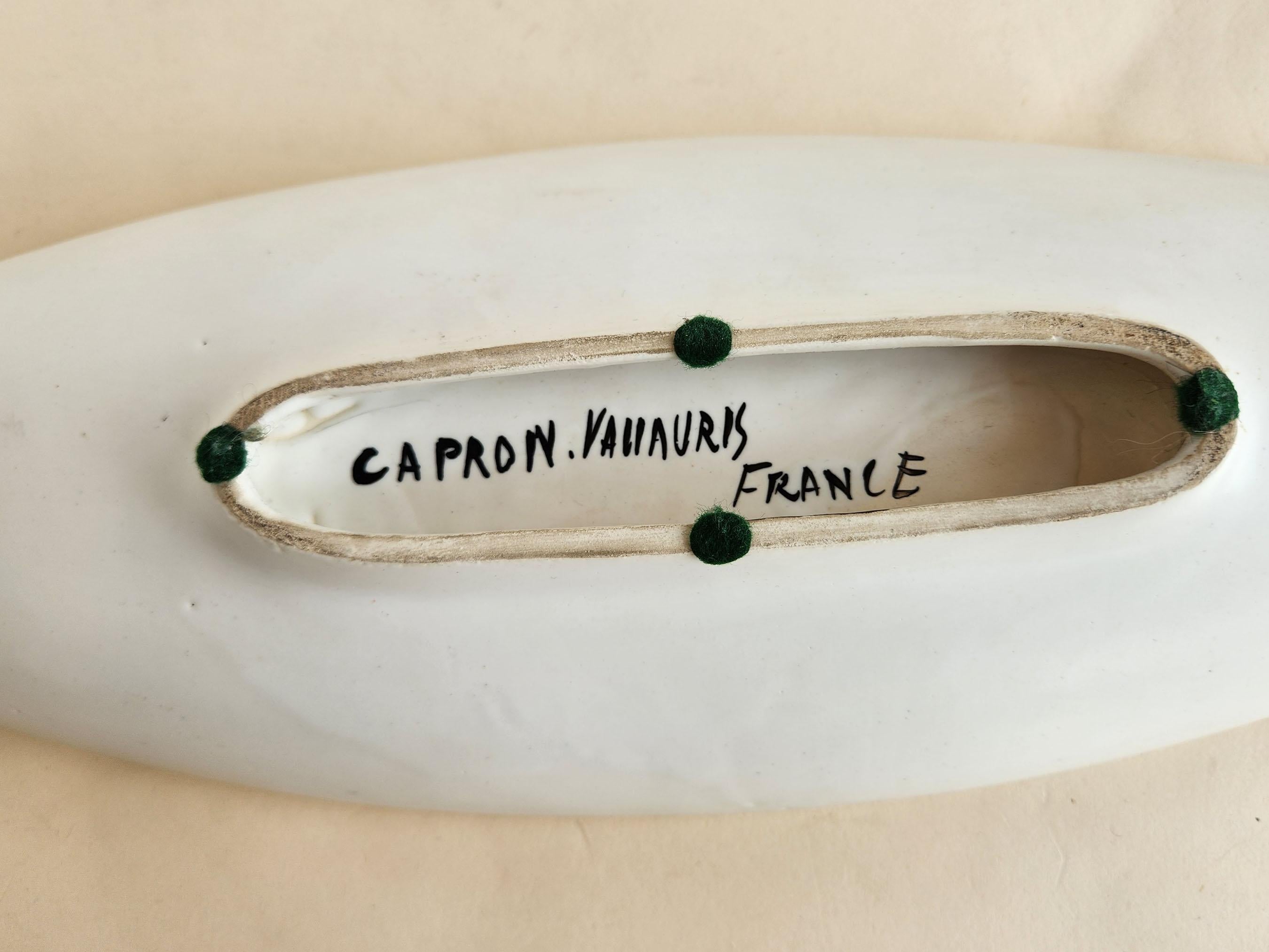 Mid-20th Century Roger Capron - Ceramic Canoe Dish with Abstract Design For Sale