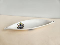 Ceramic Canoe Dish with Abstract Design by Roger Capron