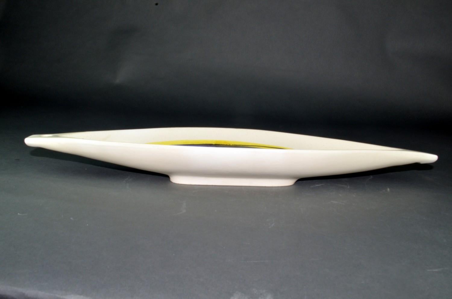 Mid-Century Modern Roger Capron - Ceramic Canoe Dish with Fish  For Sale